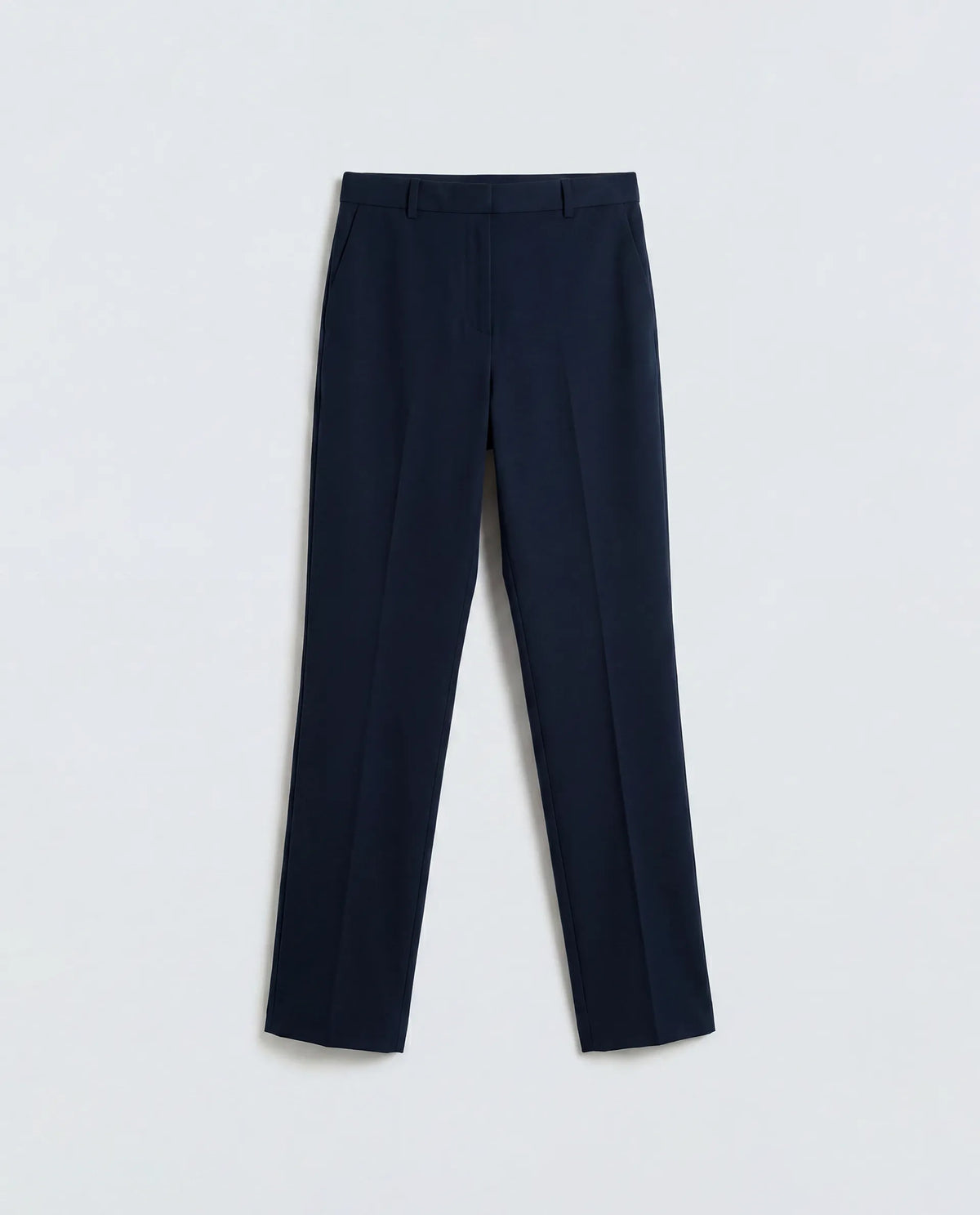 Rareism Women's Paper Navy Viscose Blend Fabric Tapered Plain Trouser
