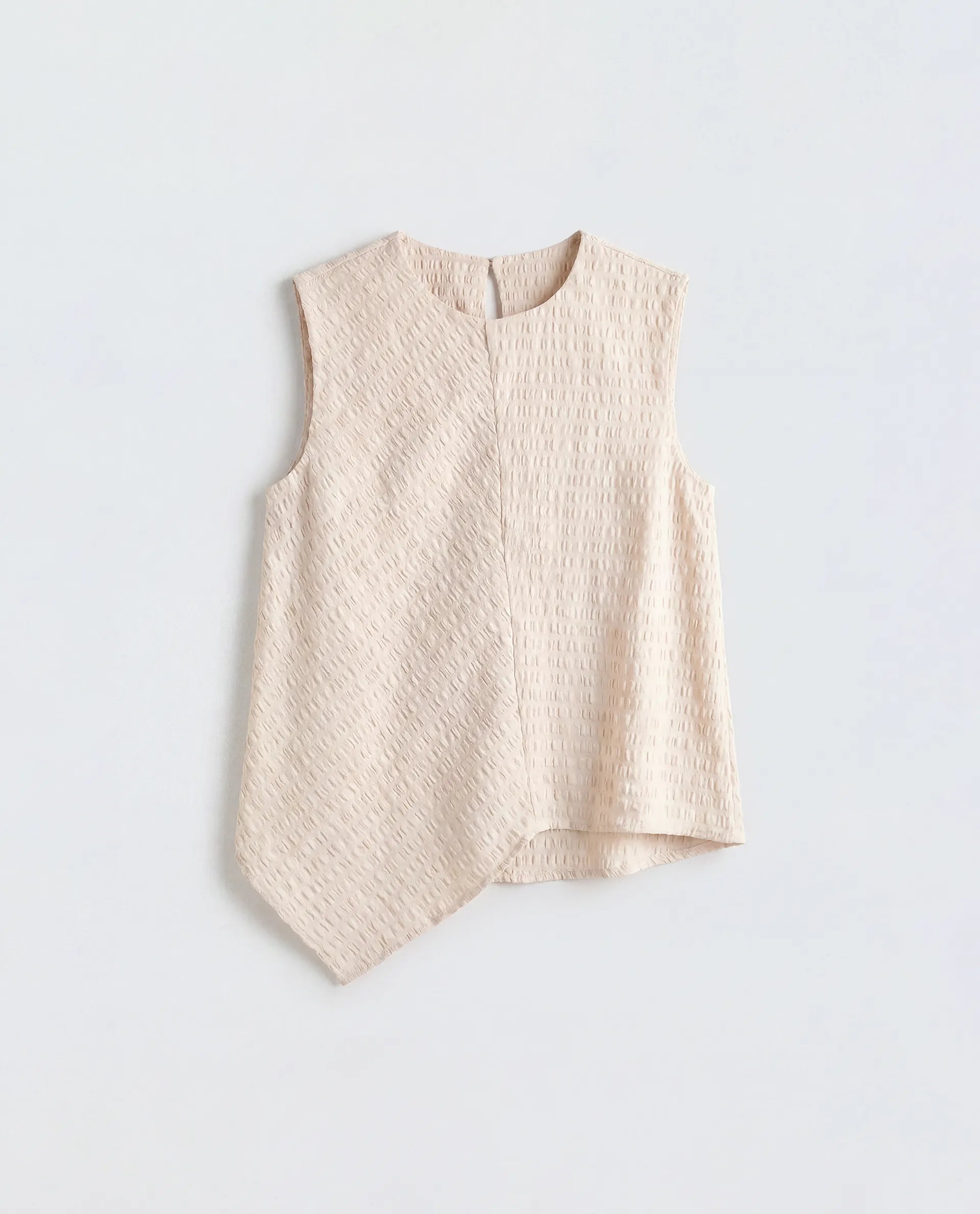 Rareism Women's Roulo-R Beige Polyester Sleeveless Crew Neck Button Relaxed Plain Top