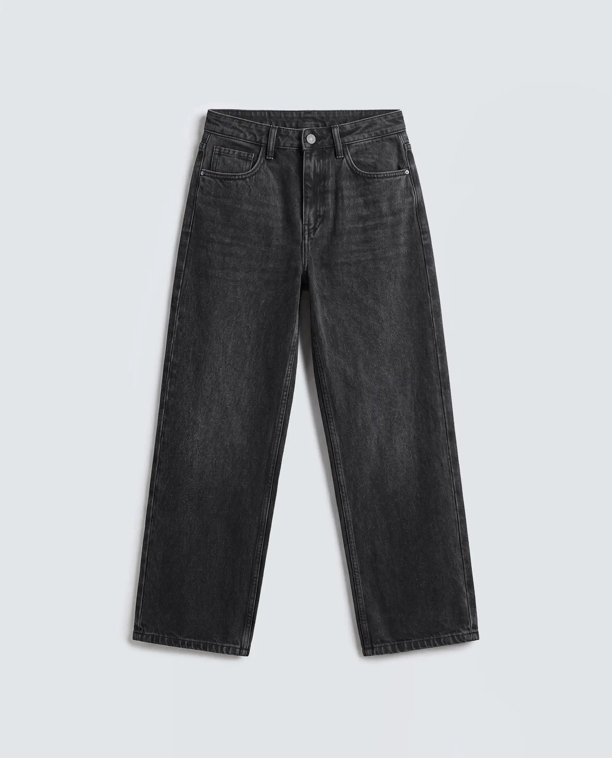 Rareism Women's Strine Black Cotton Straight Fit Plain Jeans