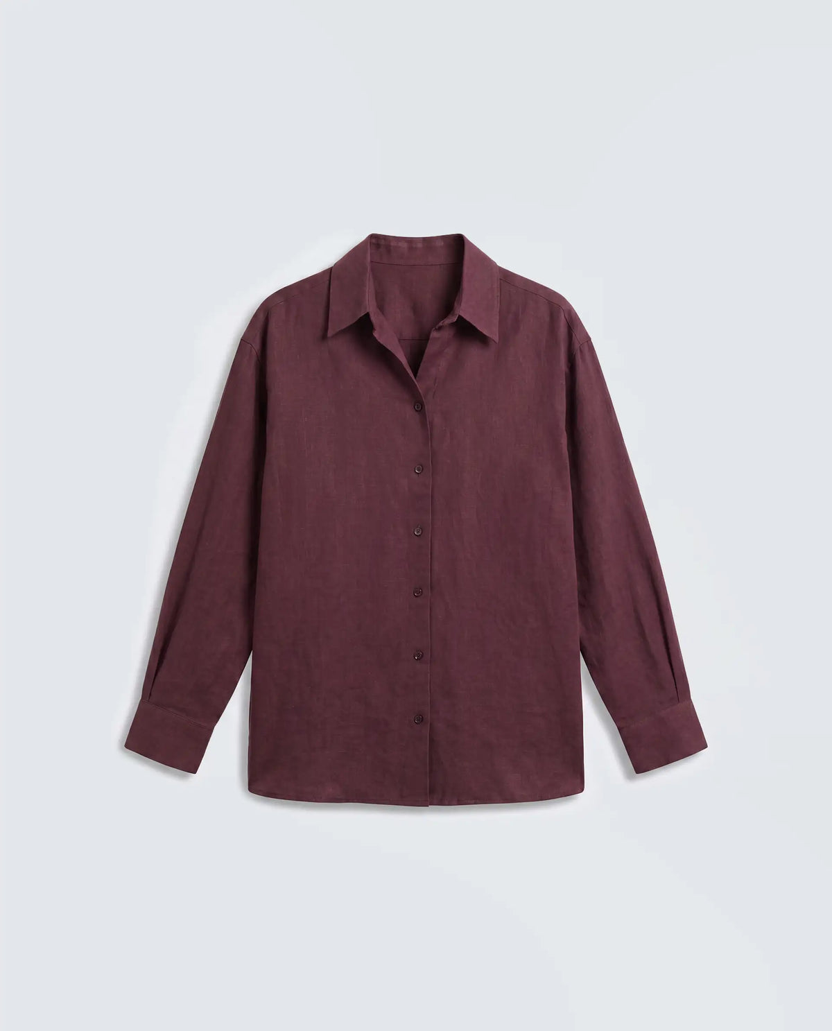 Rareism Women's Uganda Maroon Linen Spread Collar Regular Plain Shirt