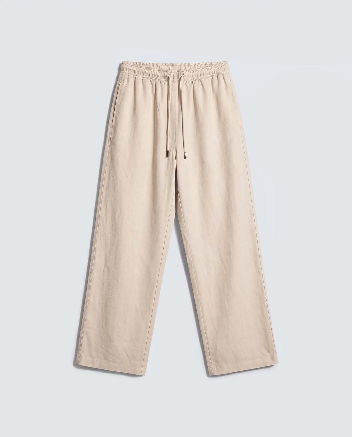 Rareism Women's Uniq Beige Linen Blend Fabric Straight Plain Trouser