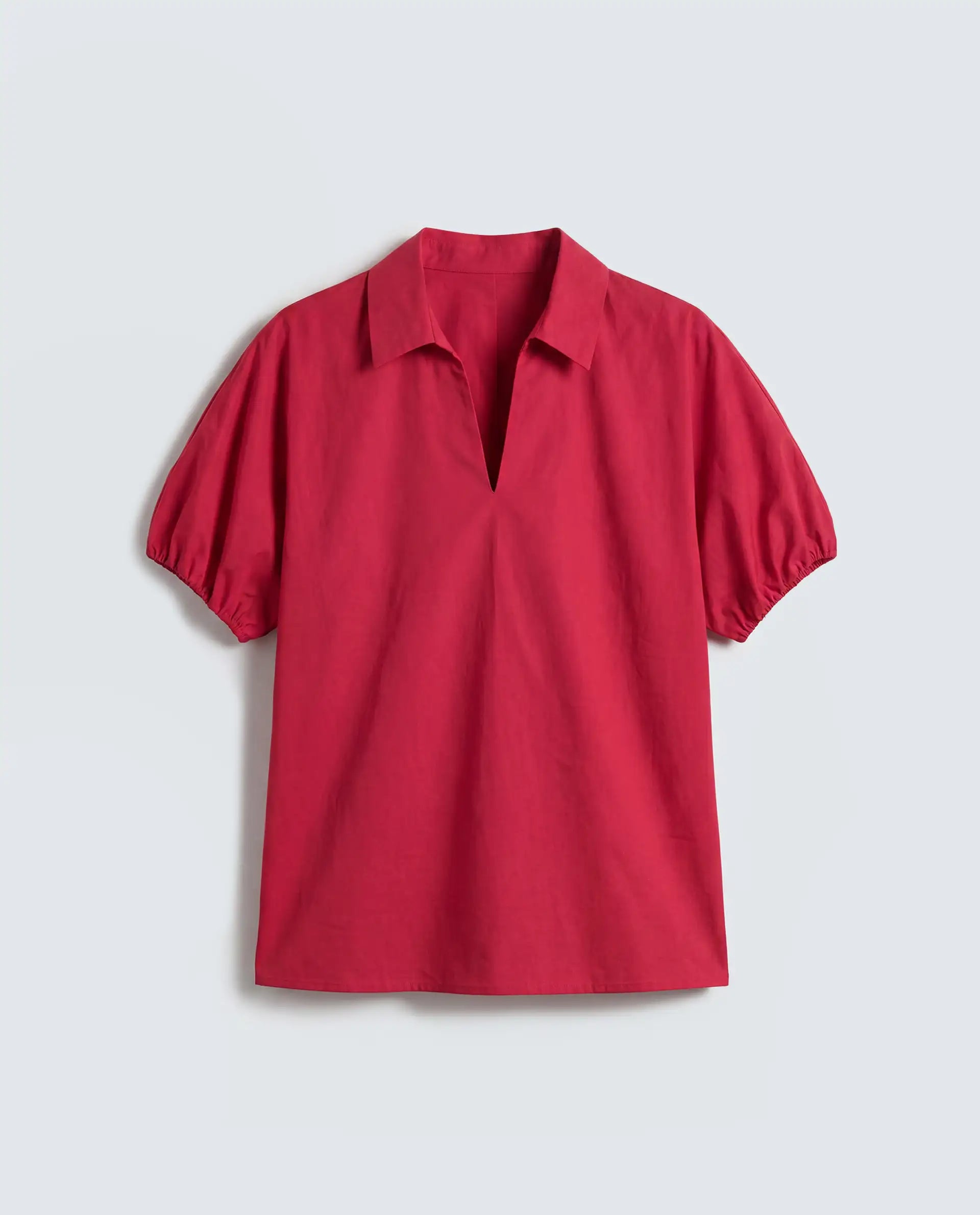 Rareism Women's Valet Red Cotton Half Sleeve Regular Fit Plain Top