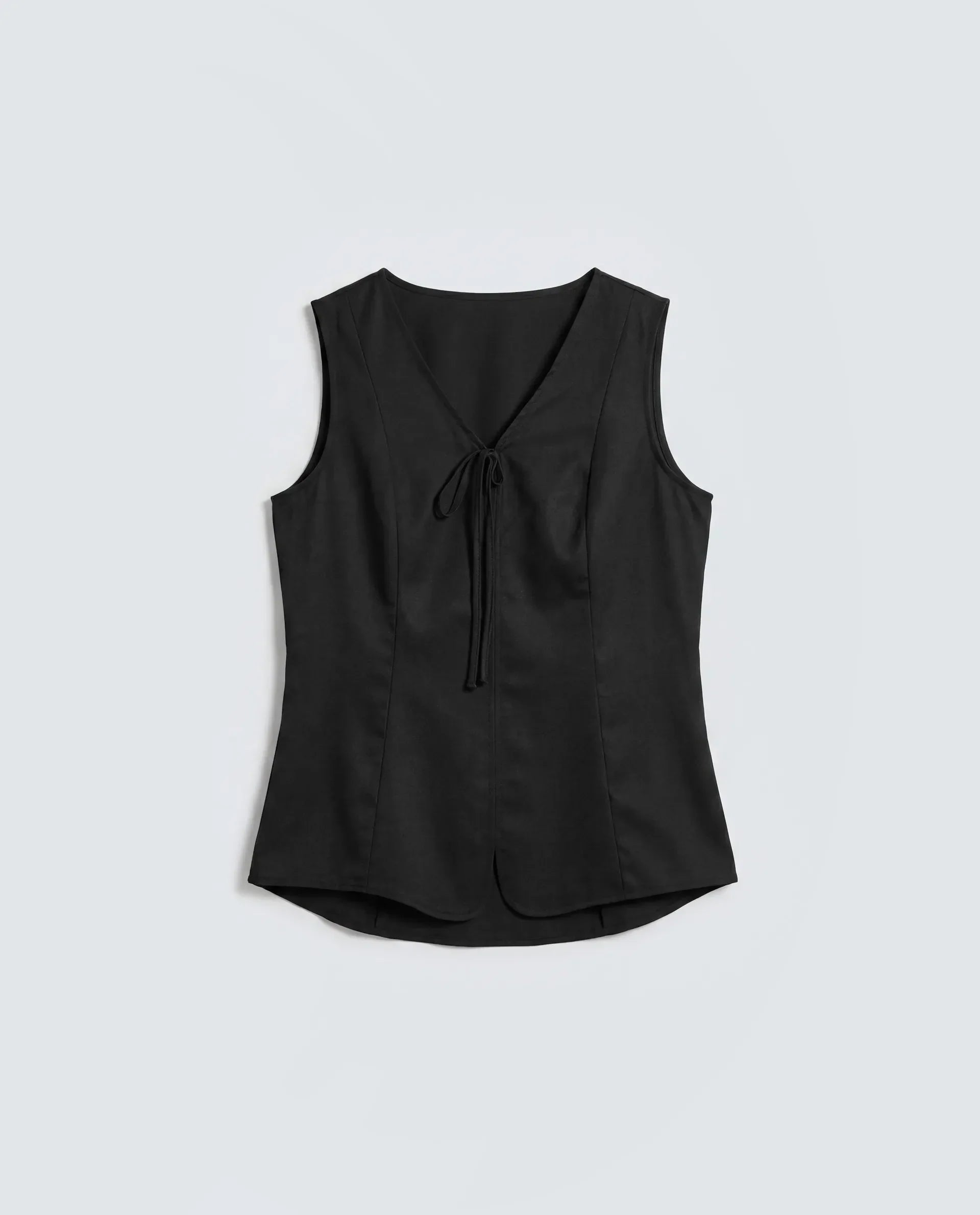 Rareism Women's Valton Black Polyester Sleeveless Regular Fit Plain Top