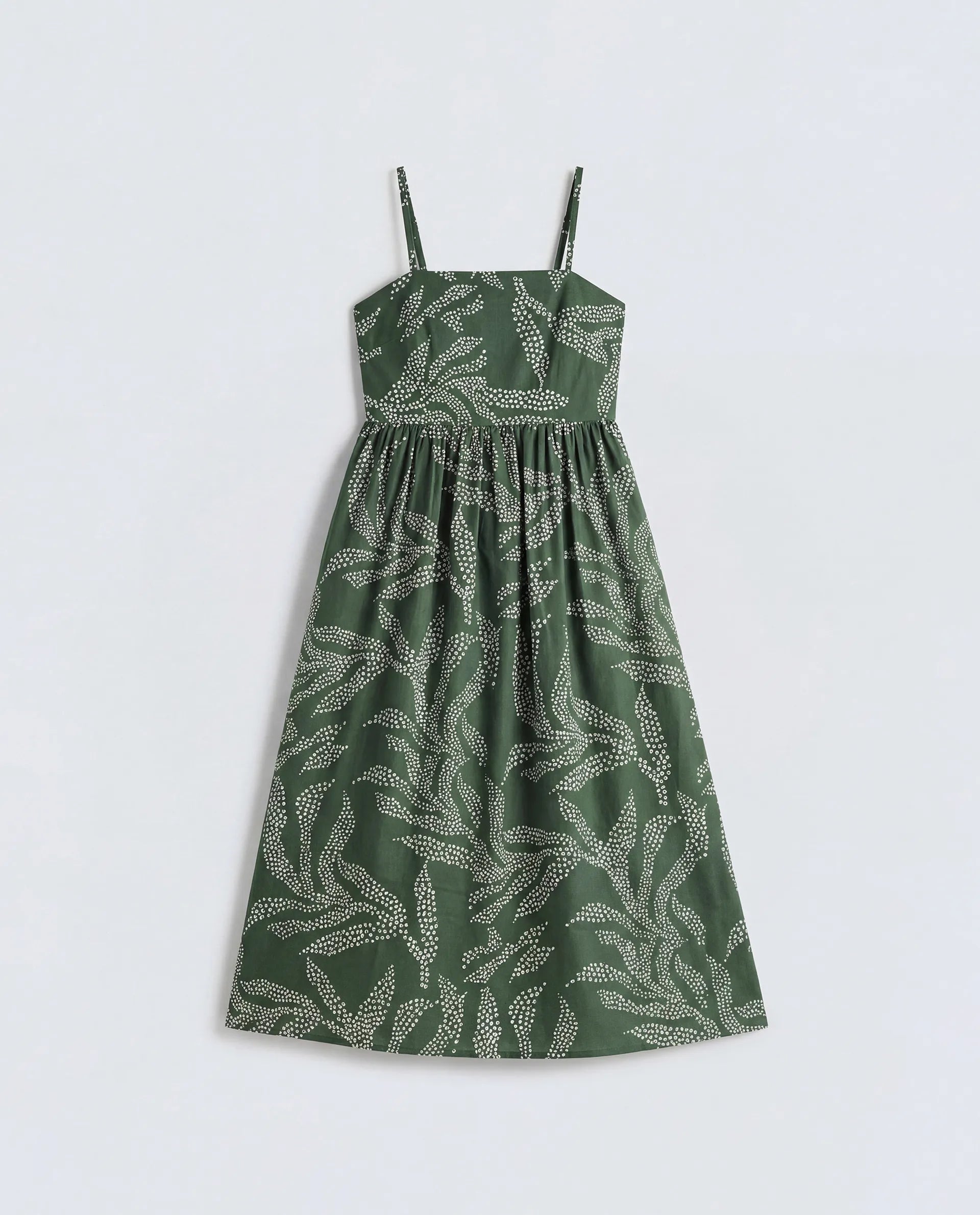Rareism Women's Vanik Olive Polyester Sleeveless Fit And Flare Abstract Print Dress