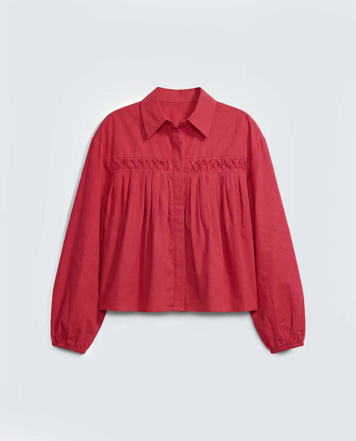 Rareism Women's Aveny Red Cotton Full Sleeve Boxy Plain Shirt