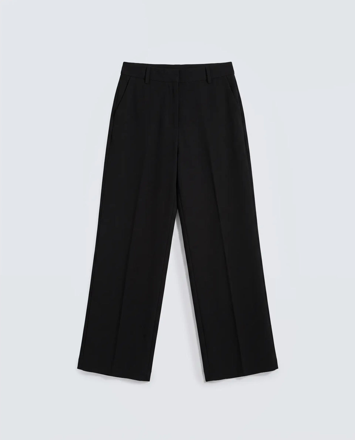 Rareism Women's Celina-B Black Polyester Blend Wide Plain Trouser