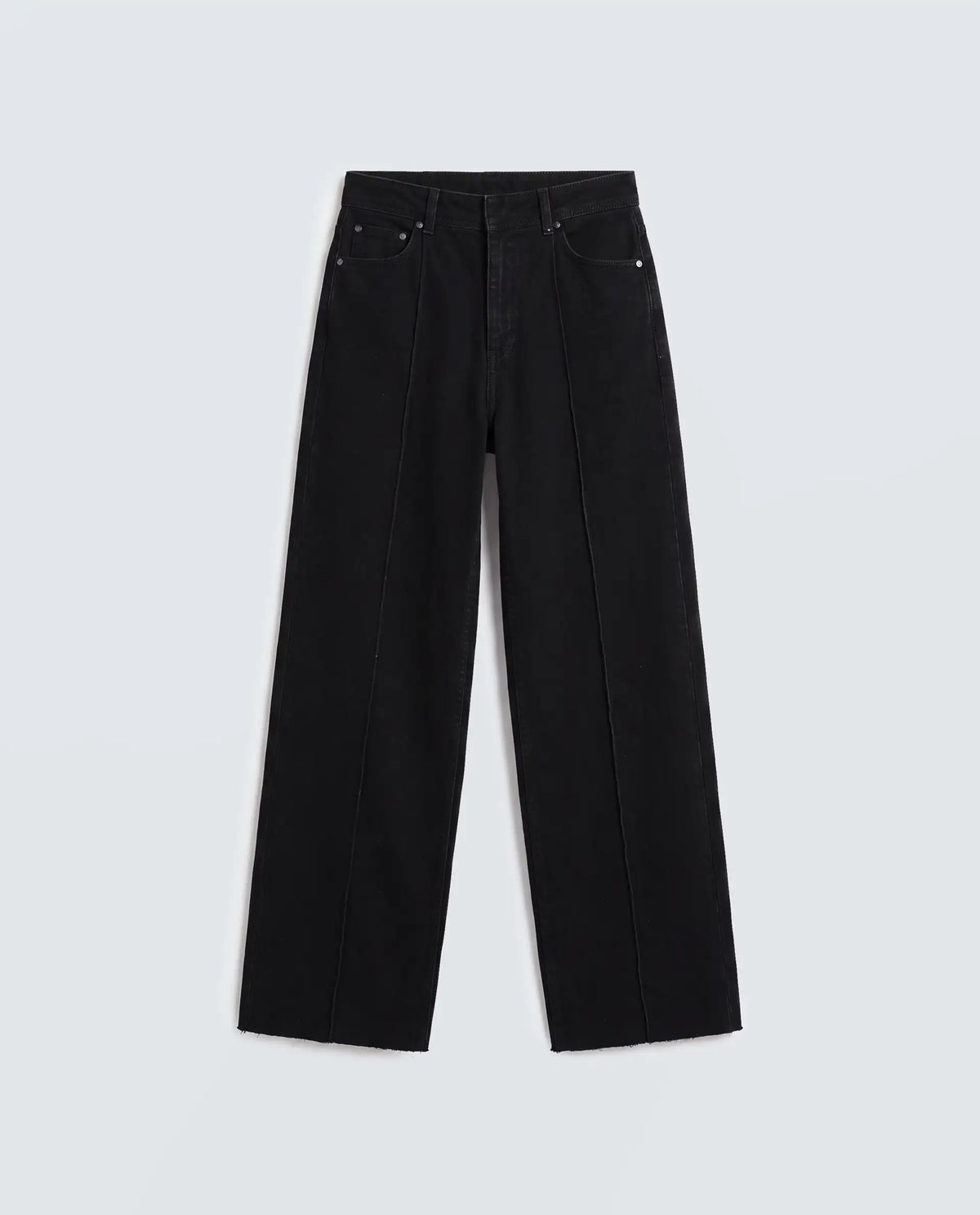Rareism Women's Exia Black Cotton Blend Wide Leg Plain Jeans