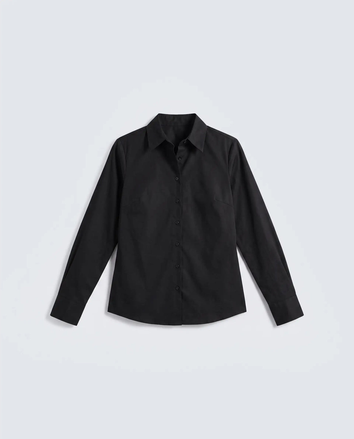 Rareism Women's Maven Black Cotton Blend Spread Collar Fitted Plain Shirt
