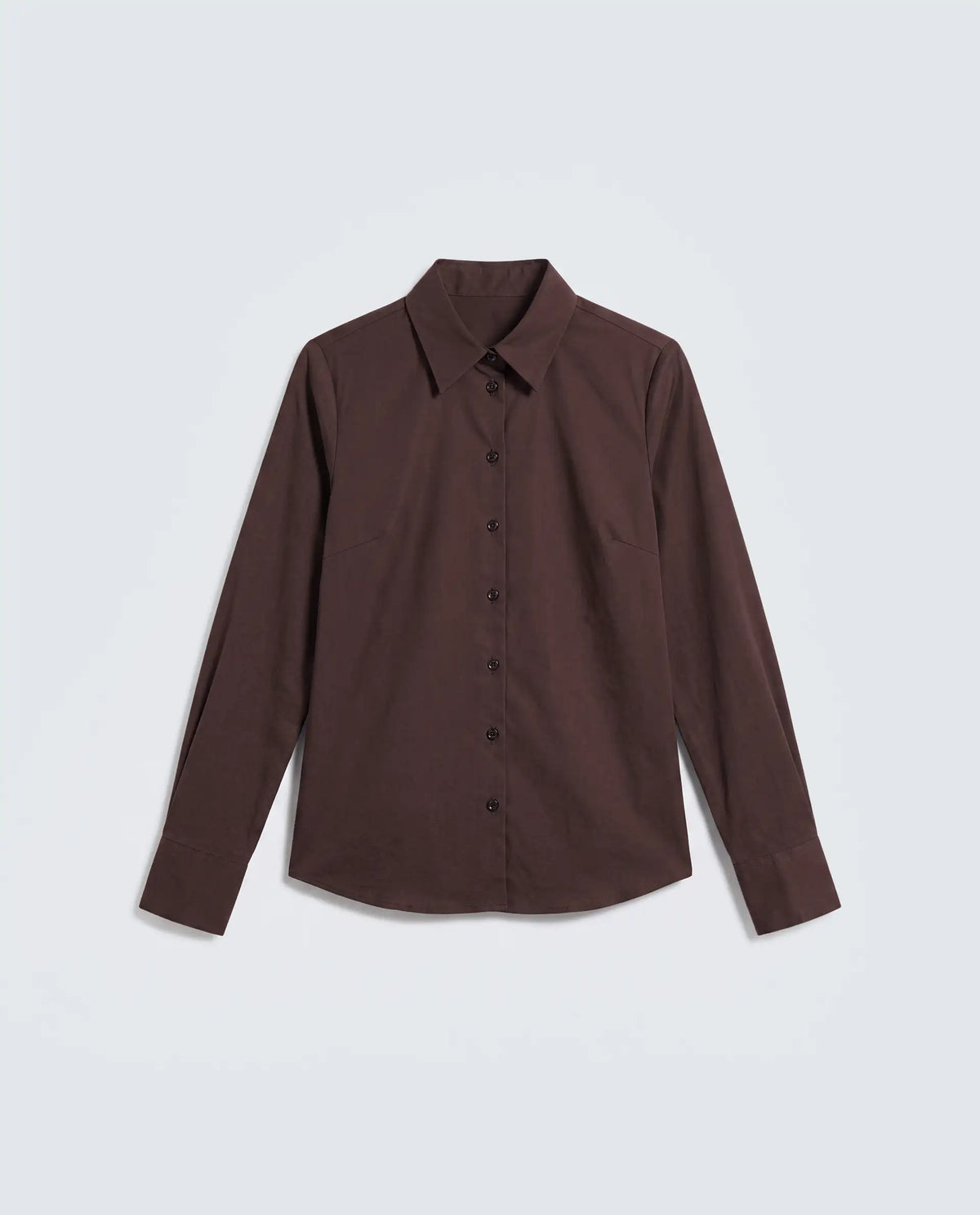 Rareism Women's Maven Brown Cotton Blend Spread Collar Fitted Plain Shirt