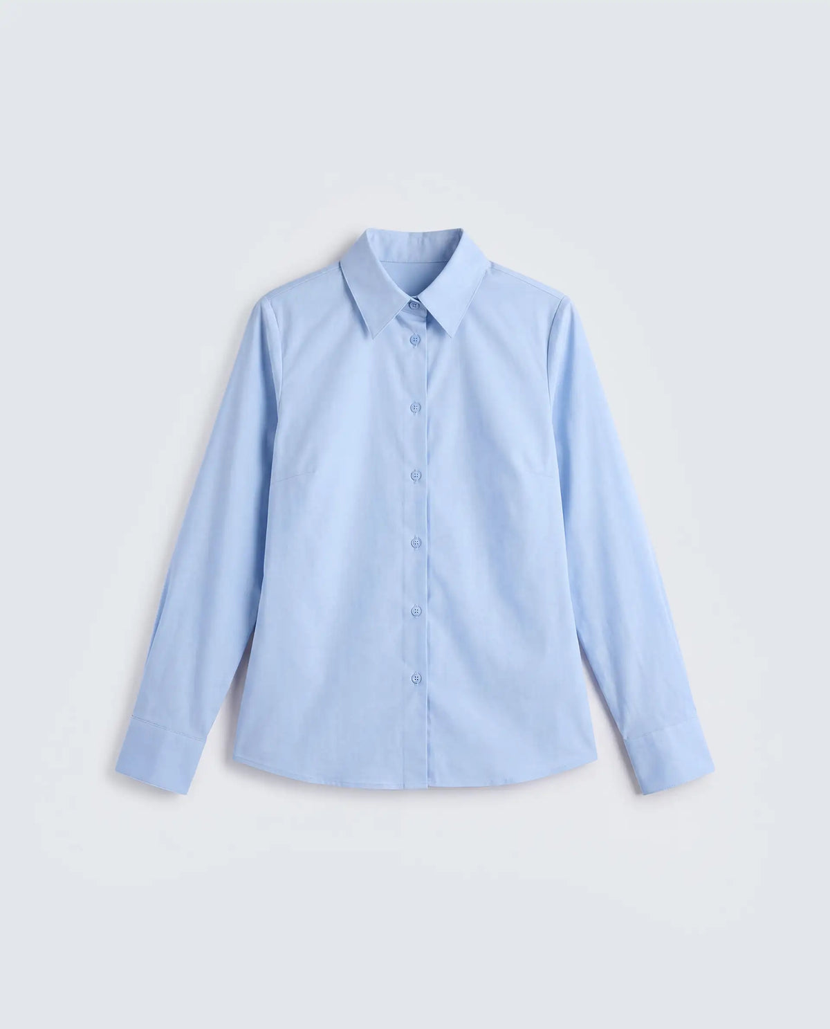 Rareism Women's Maven Light Blue Cotton Blend Spread Collar Fitted Plain Shirt