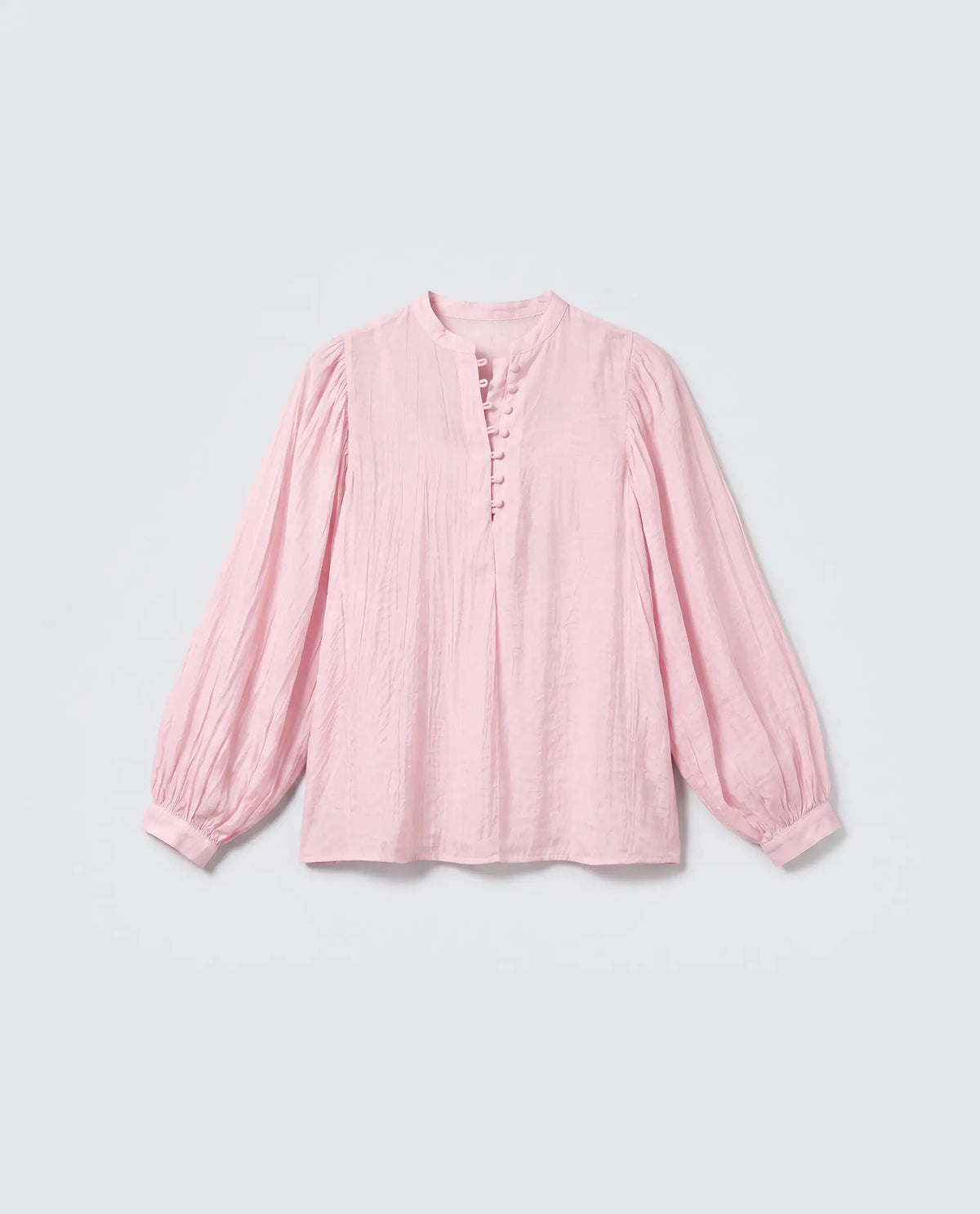 Rareism Women's Minis Light Pink Viscose Full Sleeve Band Collar Regular Top