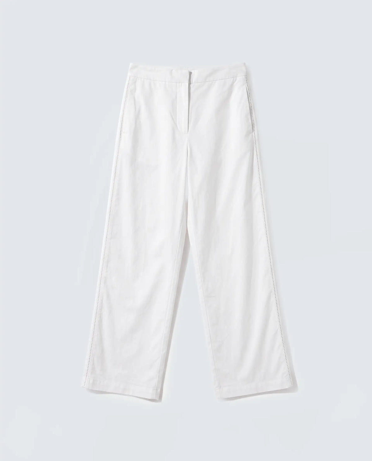 Rareism Women's Mysa-B Off White Cotton Straight Plain Trouser