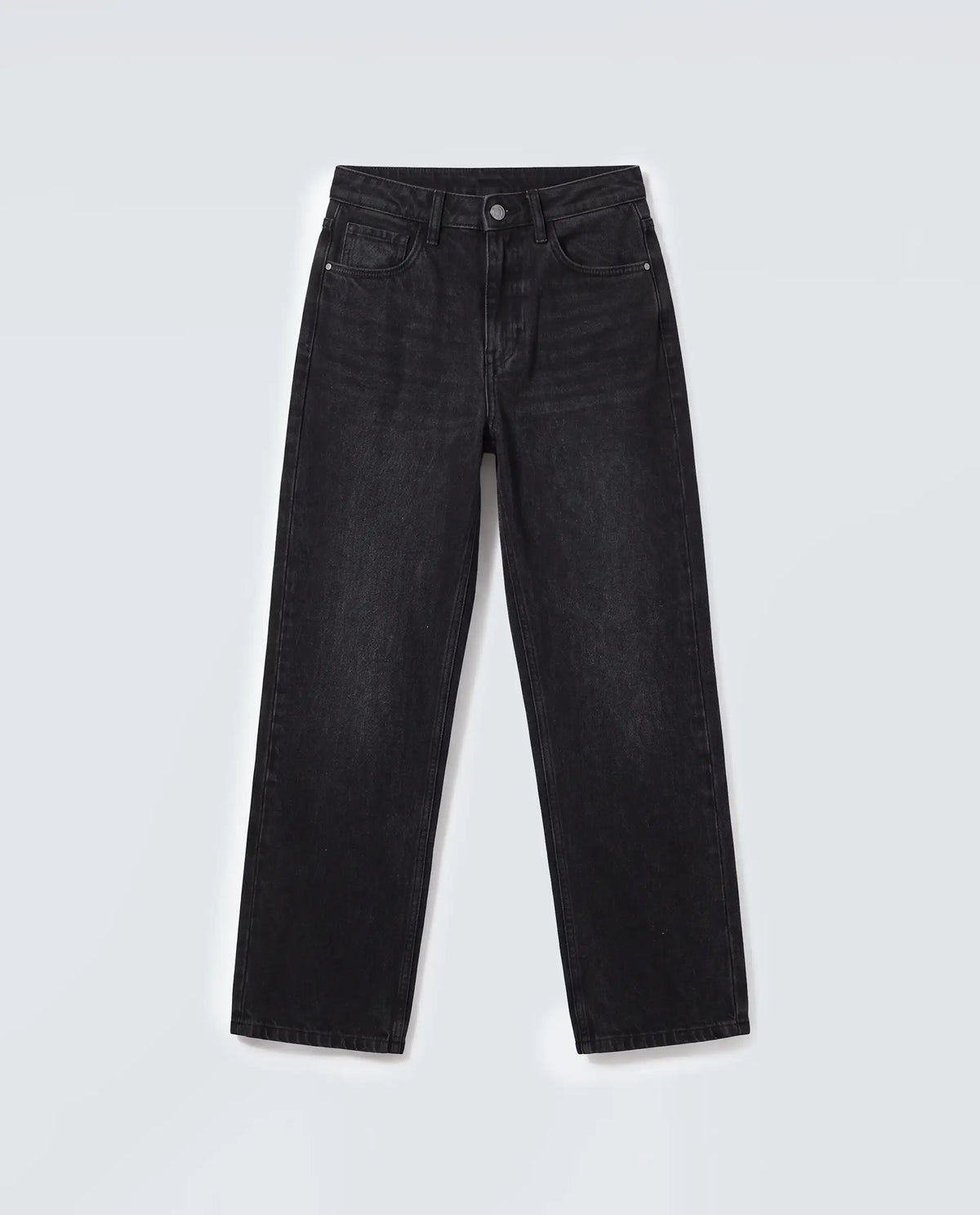 Rareism Women's Strine Black Cotton Straight Fit Plain Jeans