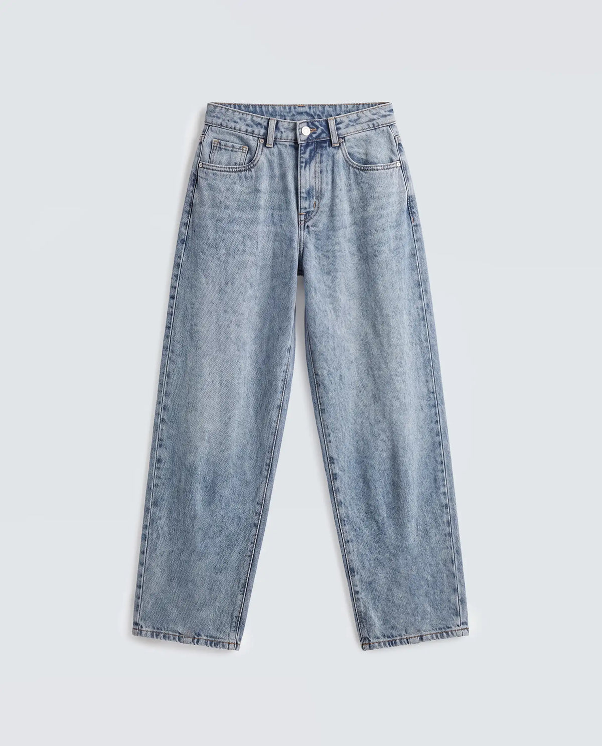 Rareism Women's Talbeia Light Blue Cotton Tall Barrel Fit Plain Jeans
