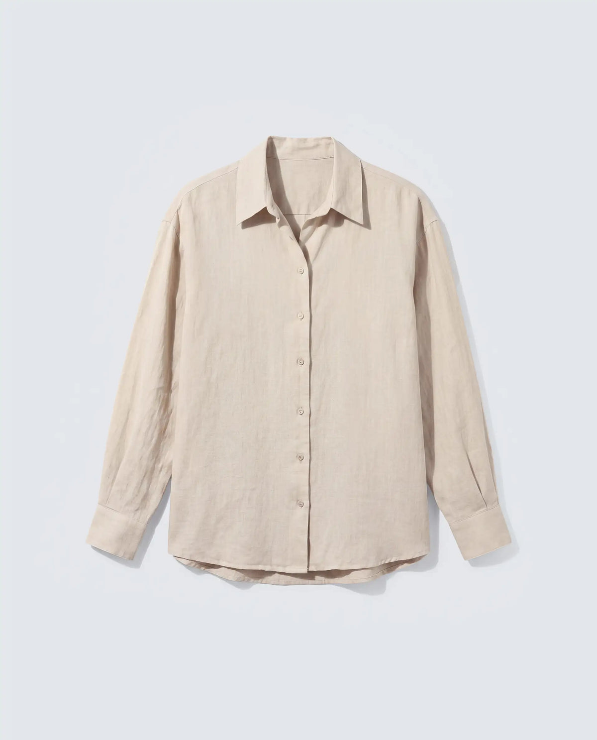 Rareism Women's Uganda Beige Linen Fabric Spread Collar Regular Plain Shirt