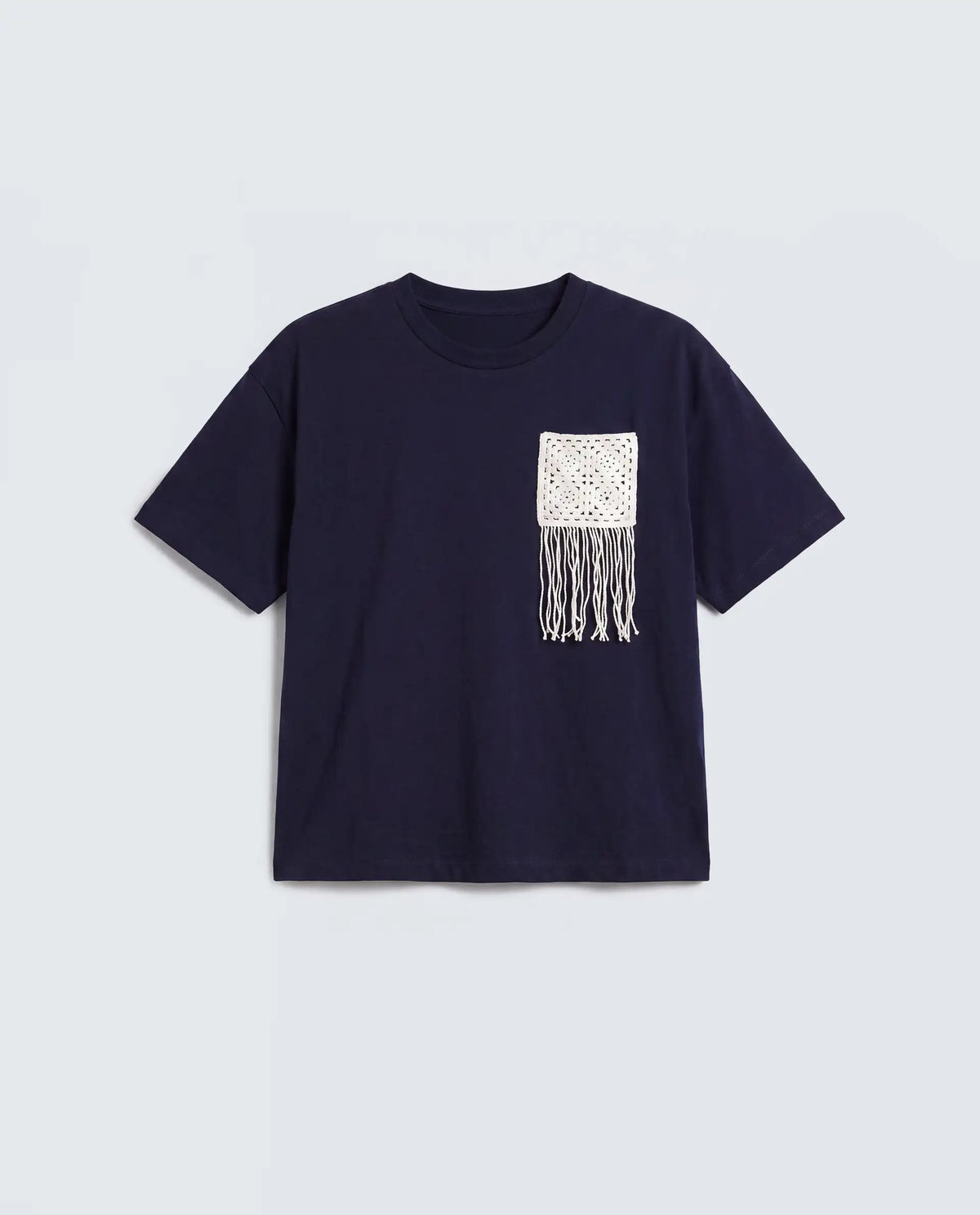 Rareism Women's Zadil Navy Cotton Blend Half Sleeve Boxy Plain T-Shirt