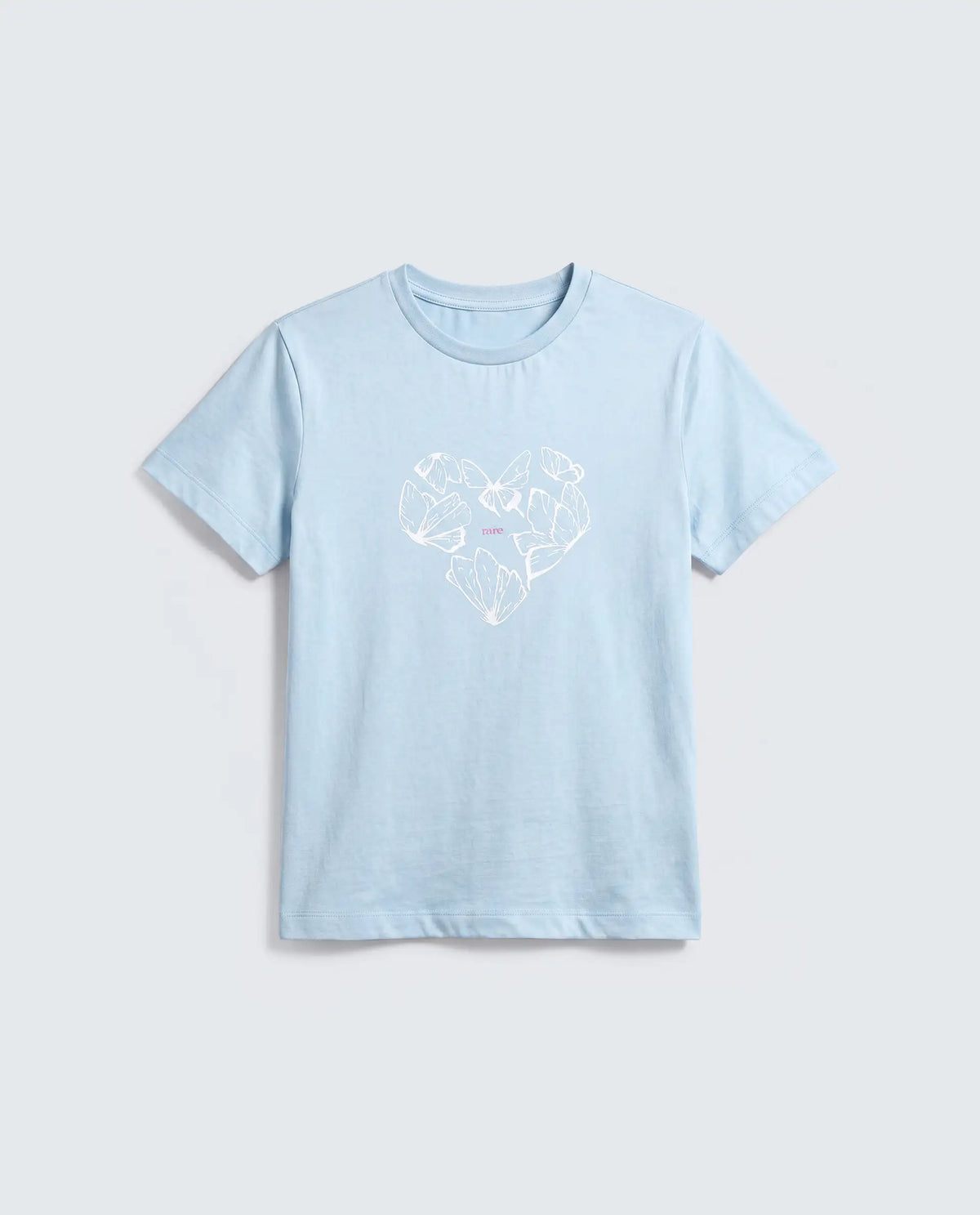 Rareism Women's Zelly Light Blue Cotton Crew Neck Pull-On Regular Object Print T-Shirt