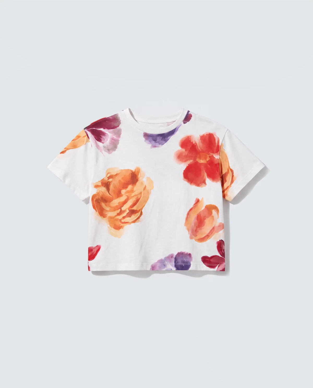 Rareism Women's Zero Multi Cotton Blend Half Sleeve Relaxed Fit Floral Print T-Shirt
