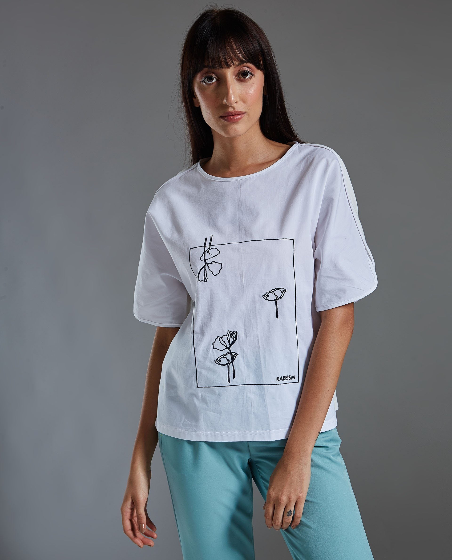Rareism Women Hersheys White Top Short Sleeves