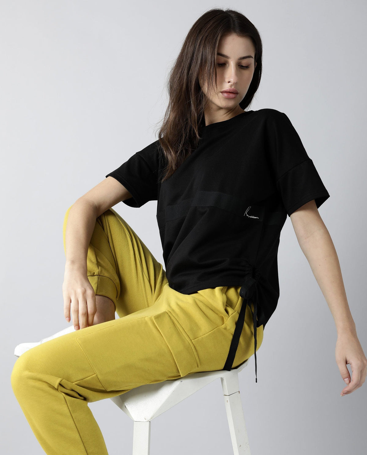 Rareism Womens Hoa Black T-Shirt Polycotton Fabric Short Sleeve Regular Fit Round Neck