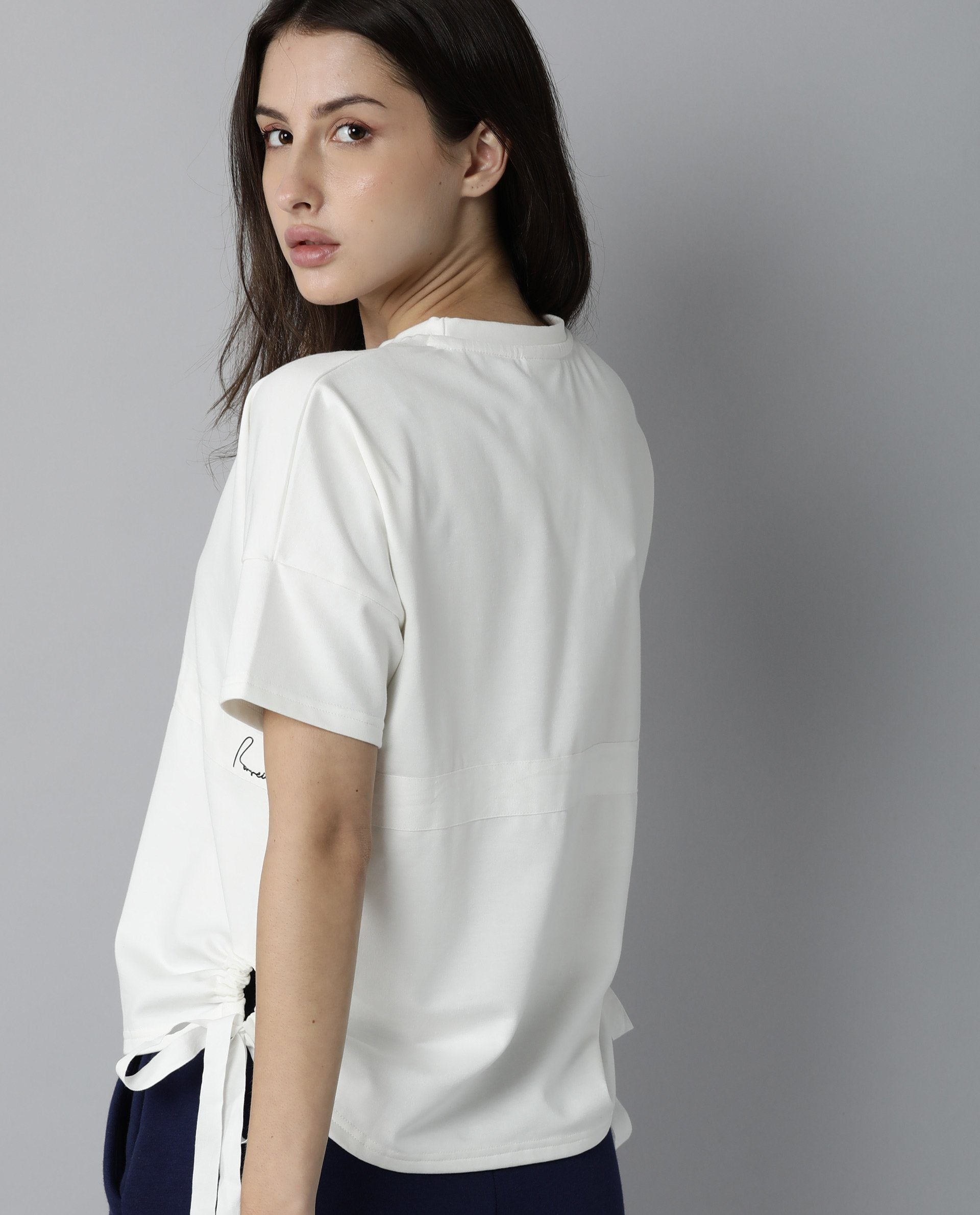 Rareism Womens Hoa Off White T-Shirt Polycotton Fabric Short Sleeve Regular Fit Round Neck