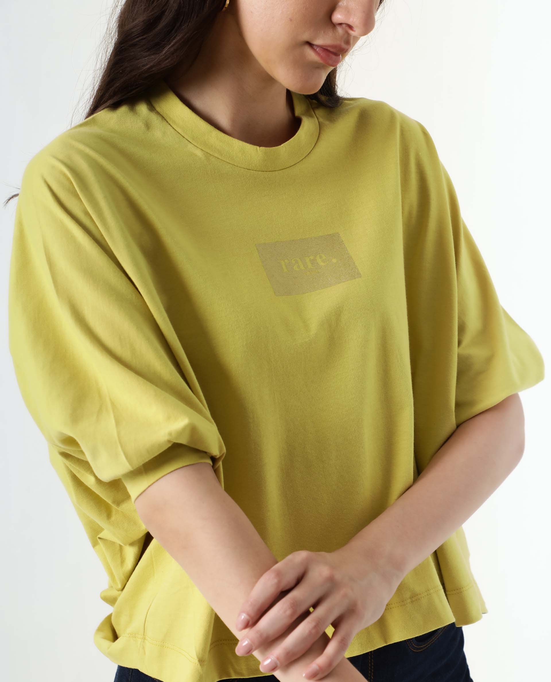 Rareism Womens Hooda 2 Yellow T-Shirt Round Neck 3/4Th Sleeve