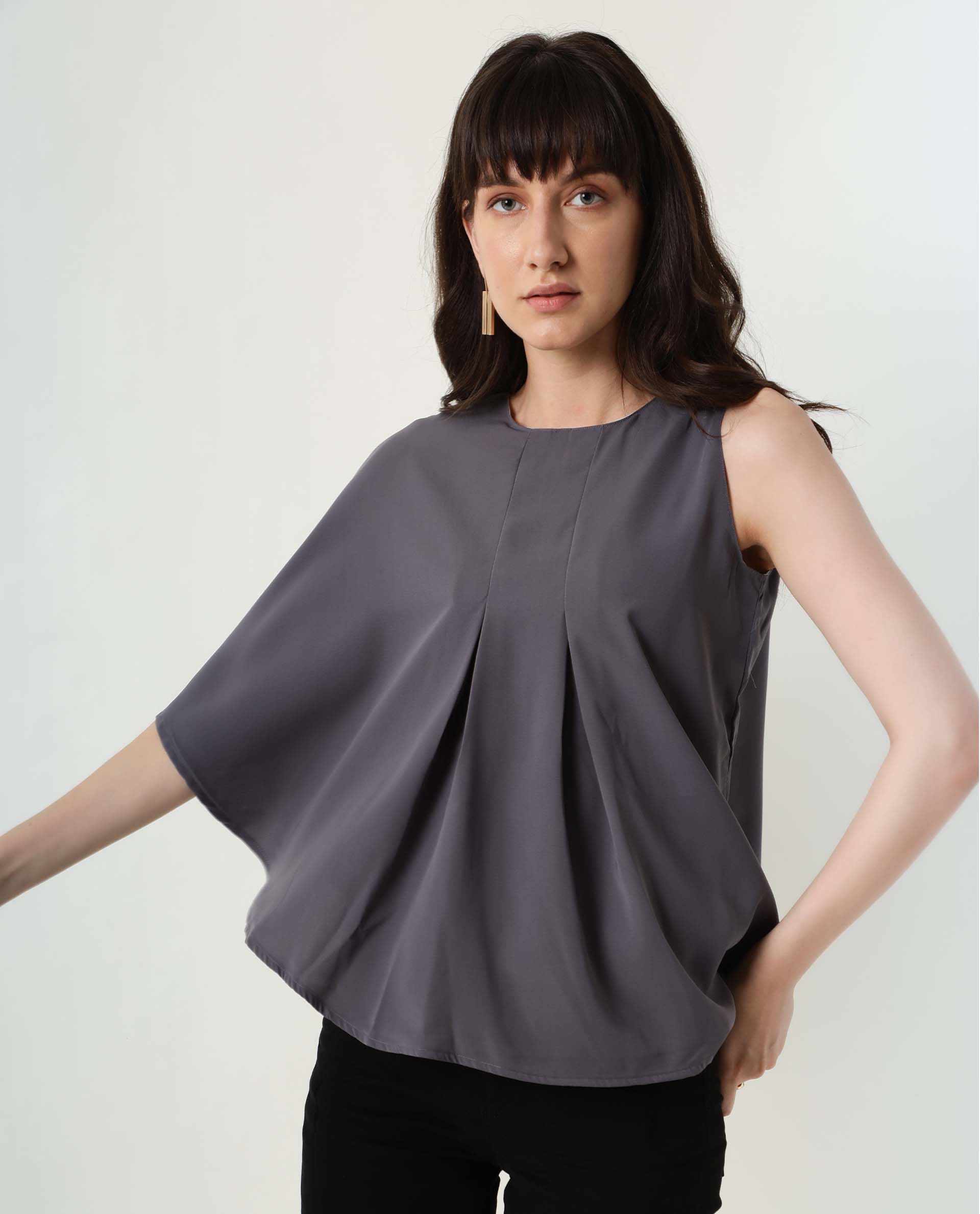 Rareism Women's Hudy Grey Top