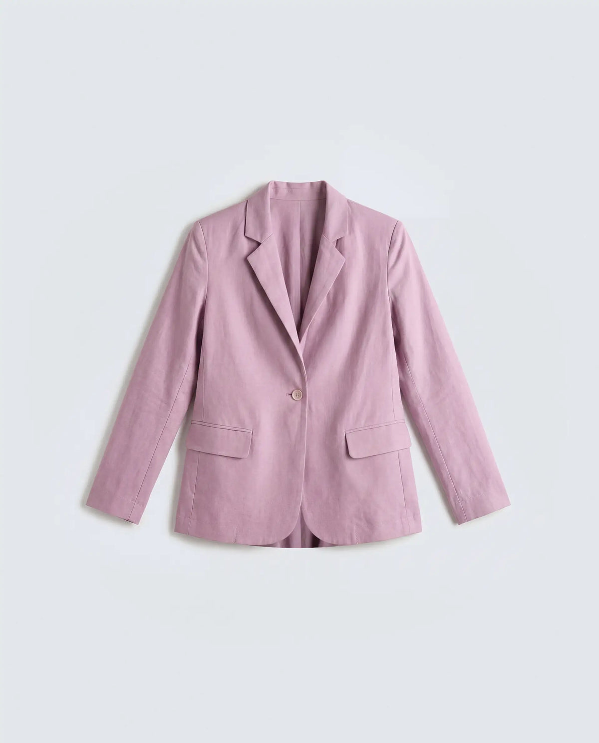 Rareism Women's Linzy-T Dusky Pink 100% Linen Full Sleeve Lapel Neck Regular Plain Blazer