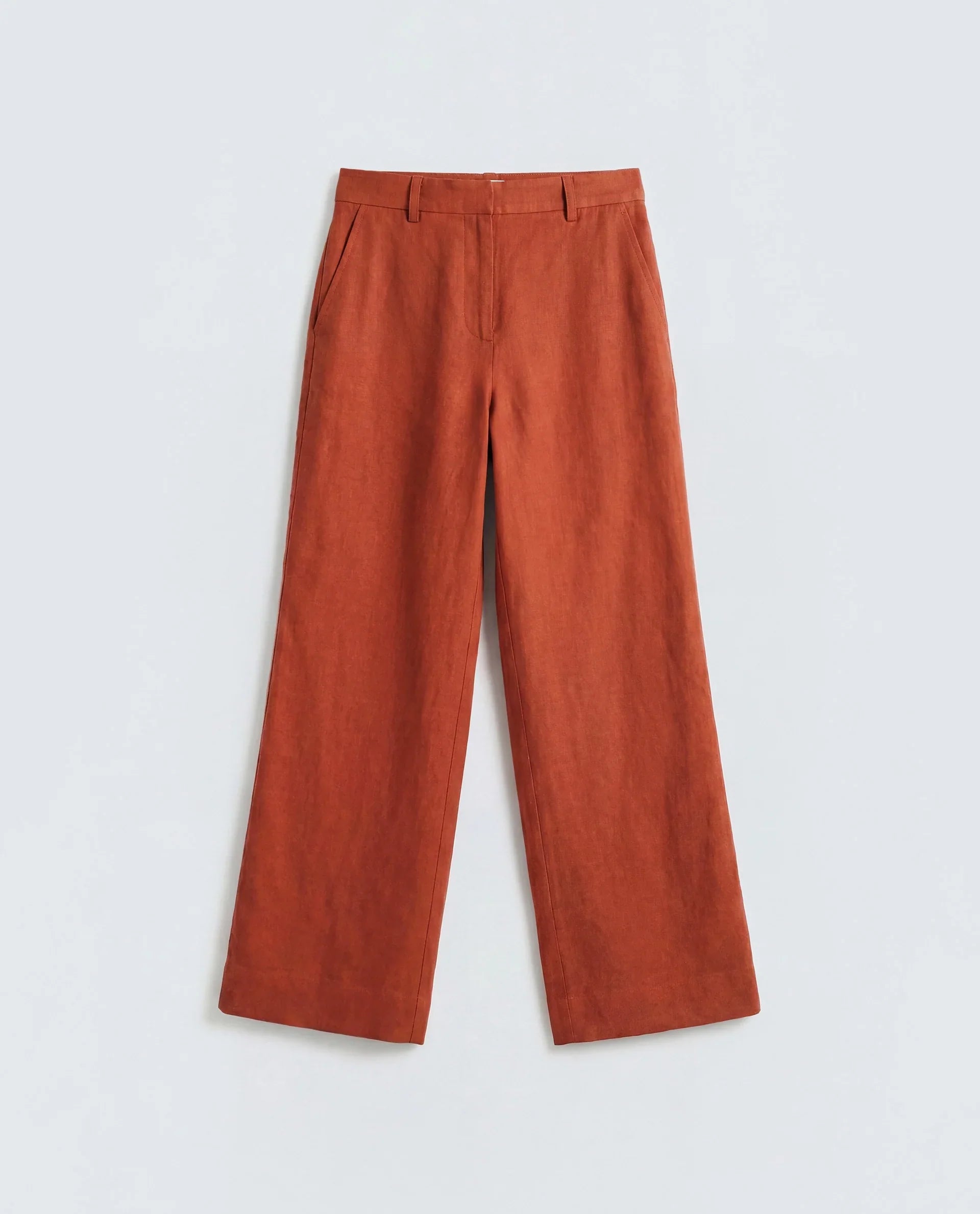 Rareism Women's Mappy-B Rust Linen Wide Plain Trouser