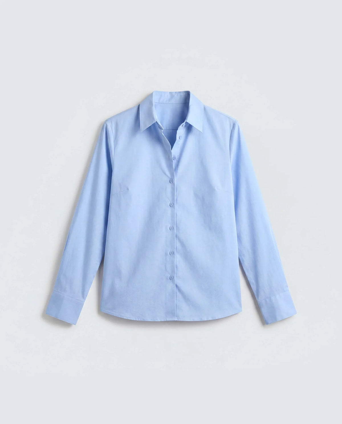 Rareism Women's Maven Light Blue Cotton Blend Spread Collar Fitted Plain Shirt