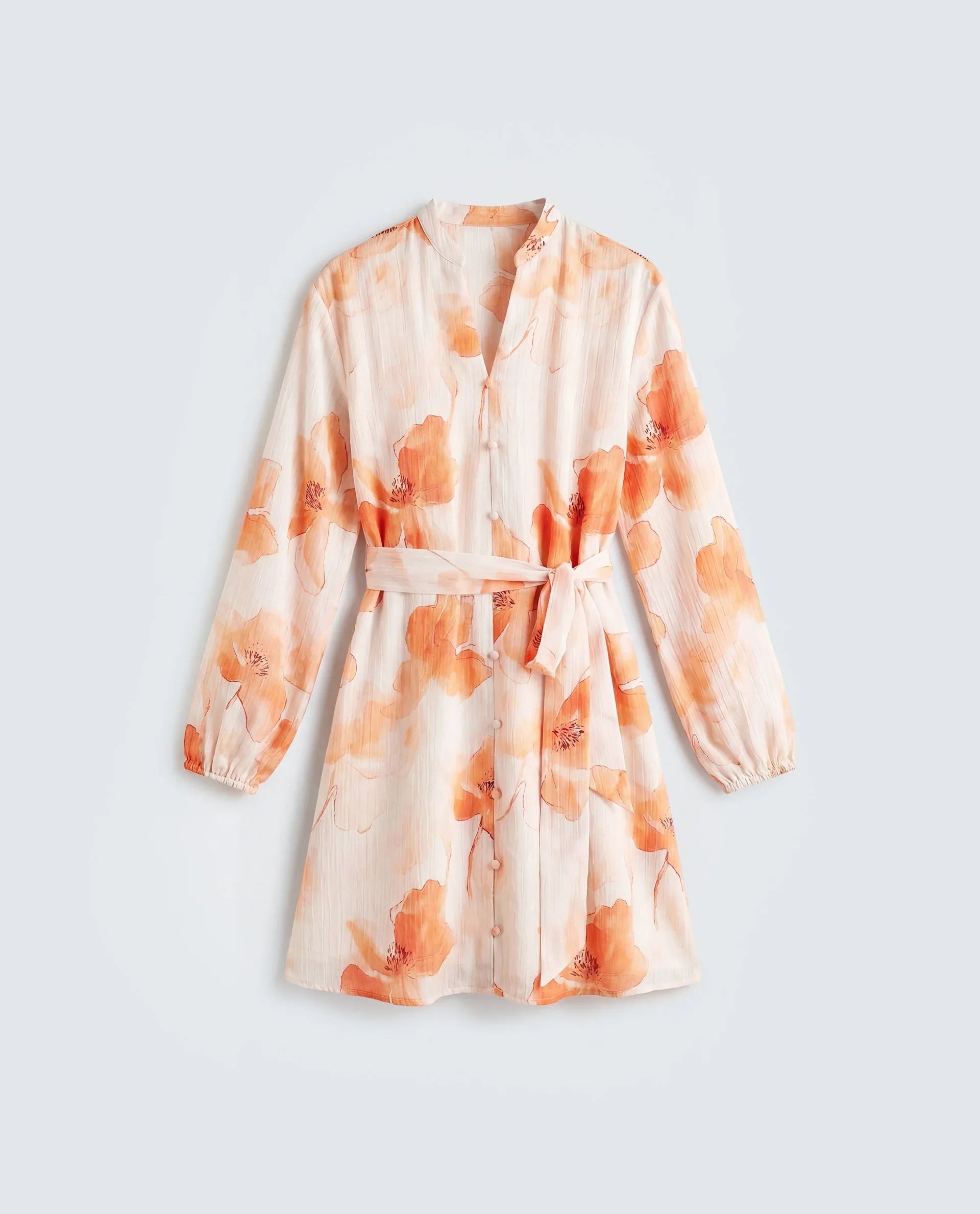 Rareism Women's Memti Light Multi Polyester Full Sleeve Mandarin Collar A-Line Floral Print Dress