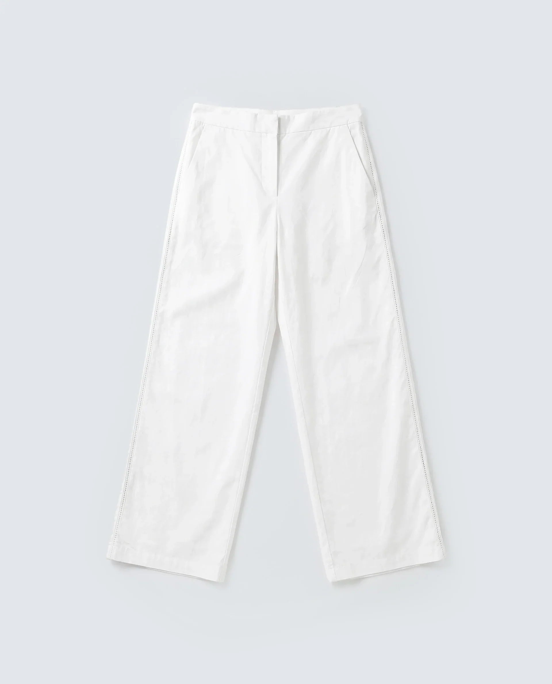 Rareism Women's Mysa-B Off White Cotton Straight Plain Trouser