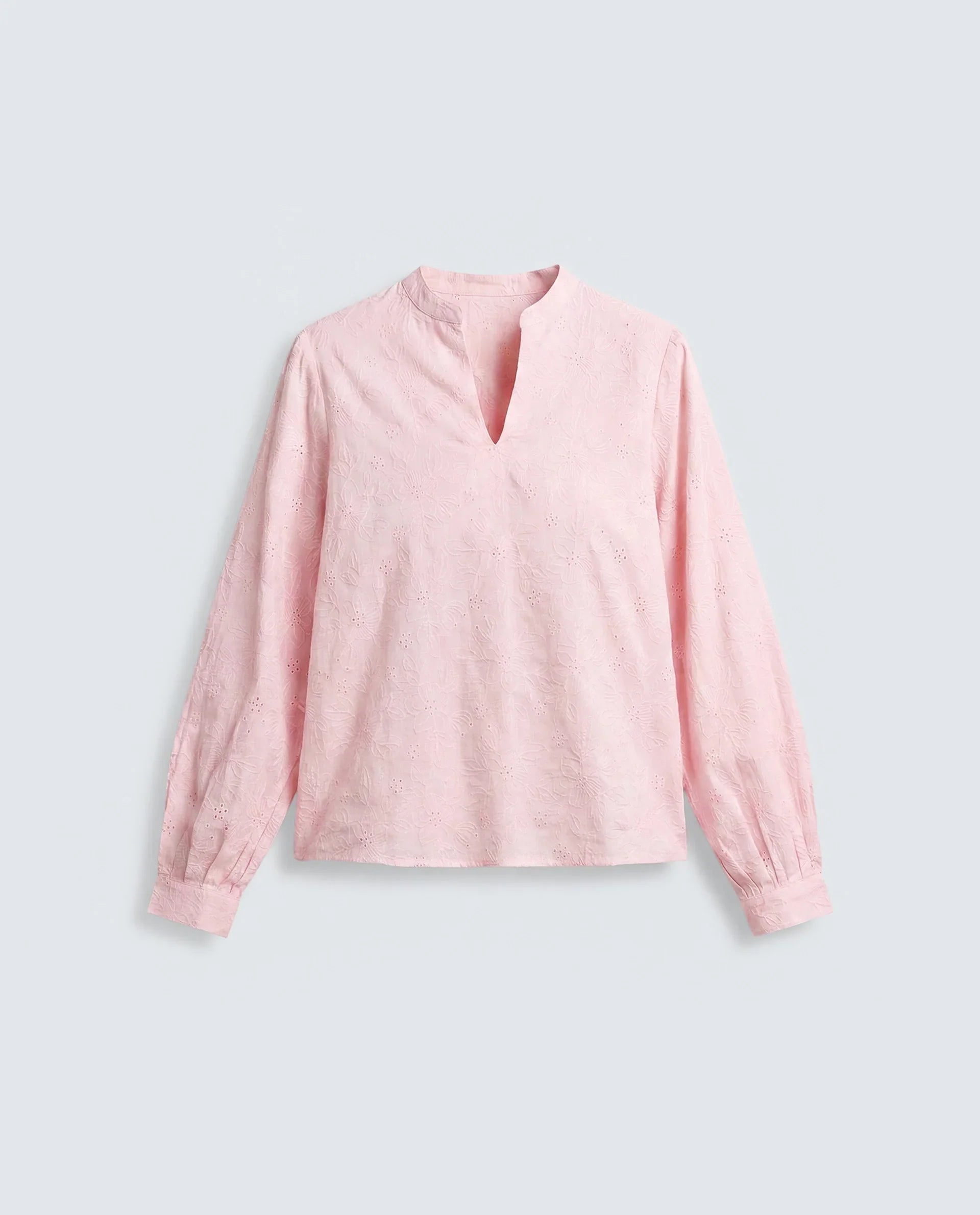 Rareism Women's Rufo Pastel Pink Cotton Full Sleeve Band Collar Regular Fit Top