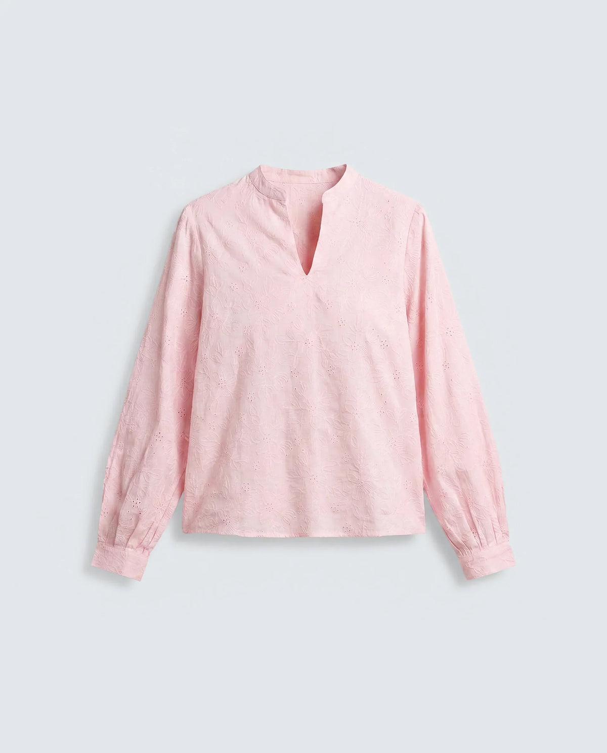 Rareism Women's Rufo Pastel Pink Cotton Full Sleeve Band Collar Regular Fit Top