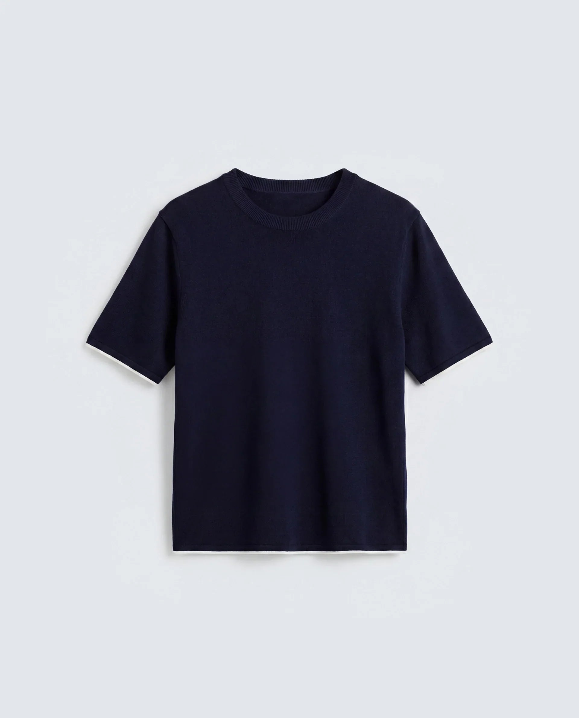 Rareism Women's Sesh Navy Cotton Half Sleeve Crew Neck Regular Fit Plain Top