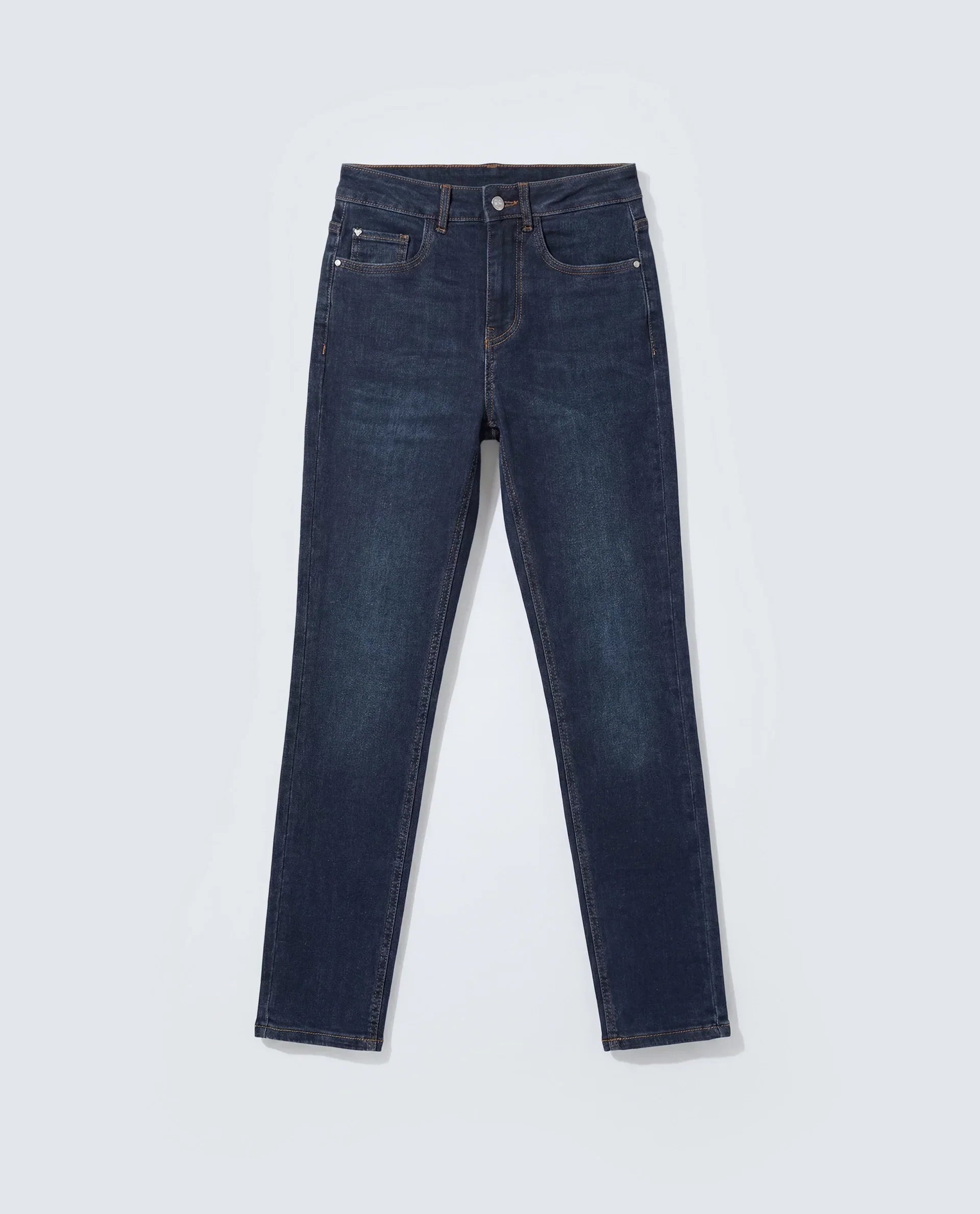 Rareism Women's Skenyo Dark Navy Cotton Blend Skinny Fit Plain Jeans