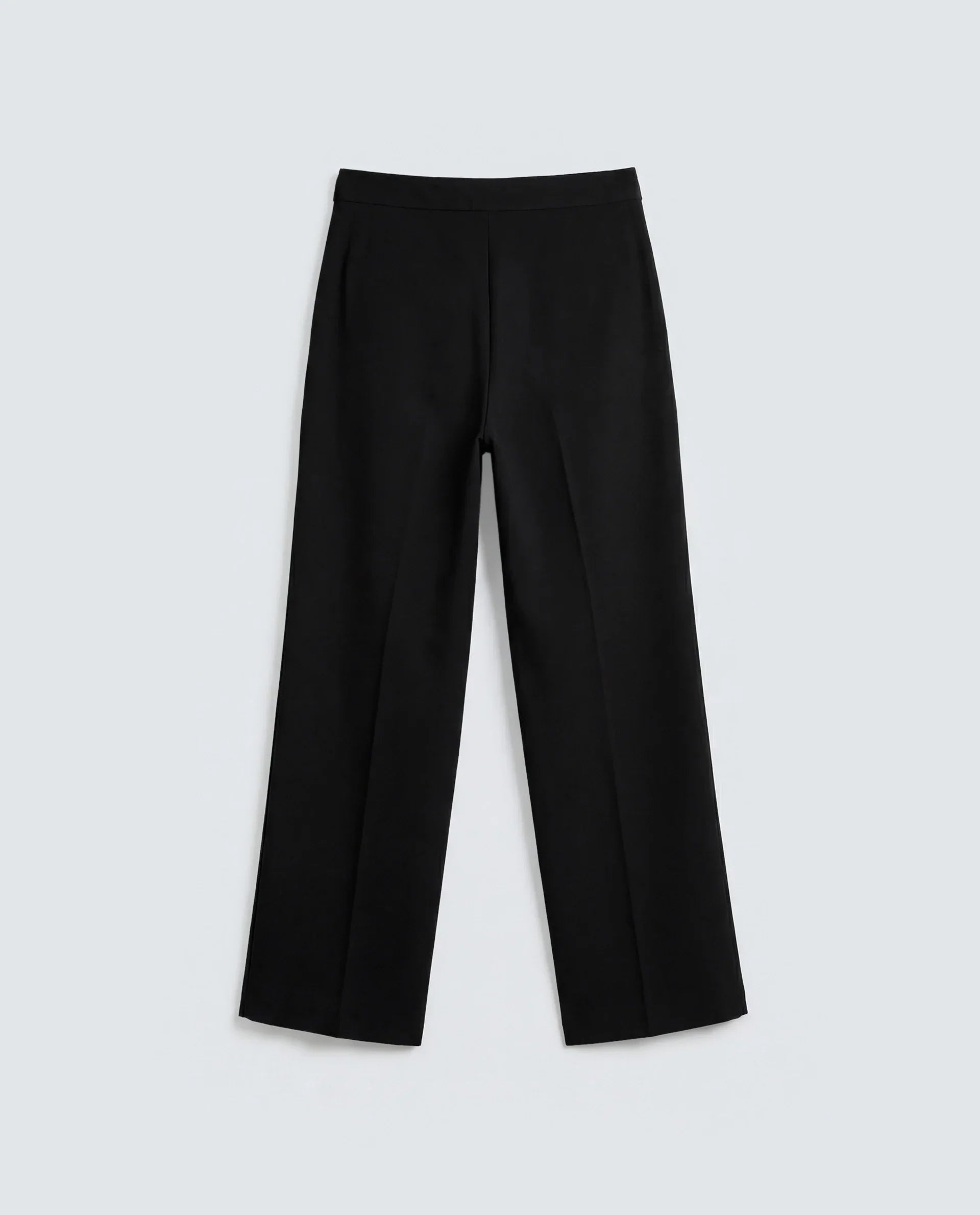 Rareism Women's Srait-1 Black Viscose Fabric Straight Plain Trouser
