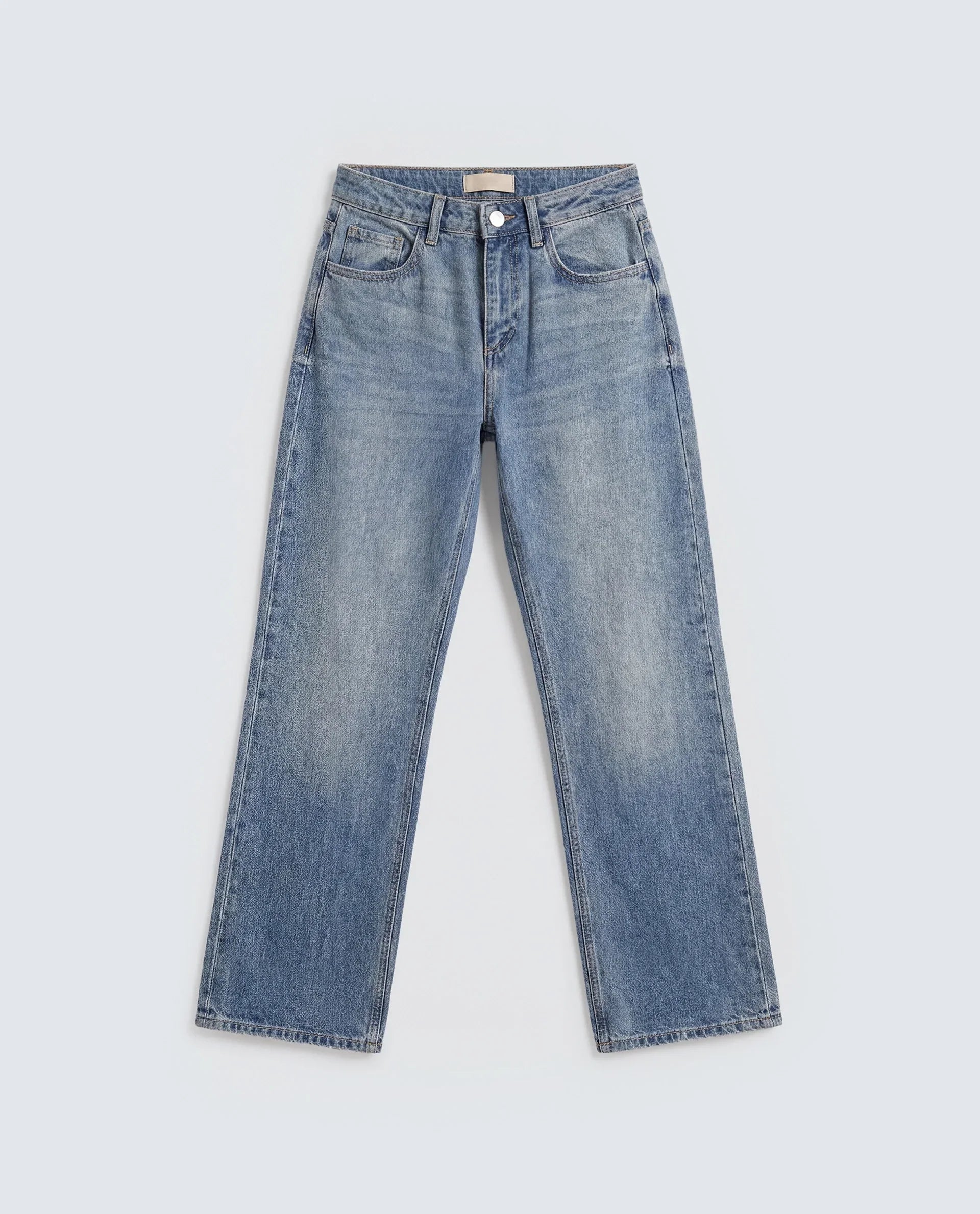 Rareism Women's Stara Light Blue Cotton Blend Straight Fit Plain Jeans