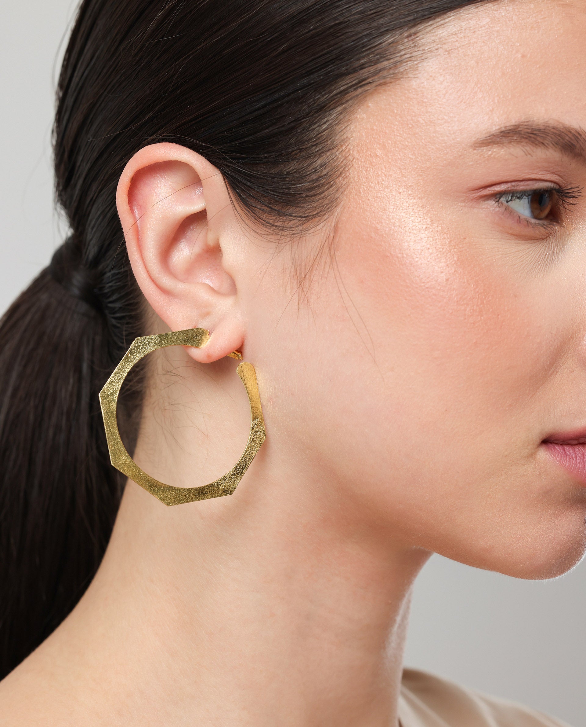 Rareism Women Hexa Hoop Gold Earring