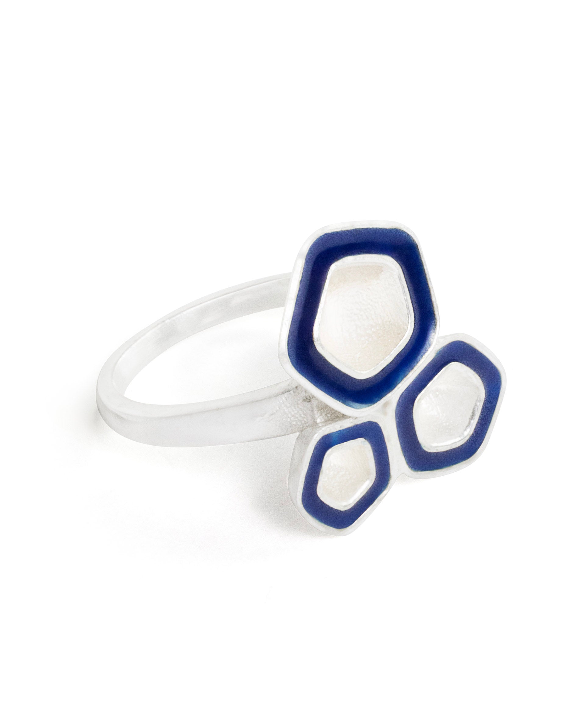 Rareism Women Illusion Ring Blue N Silver Ring