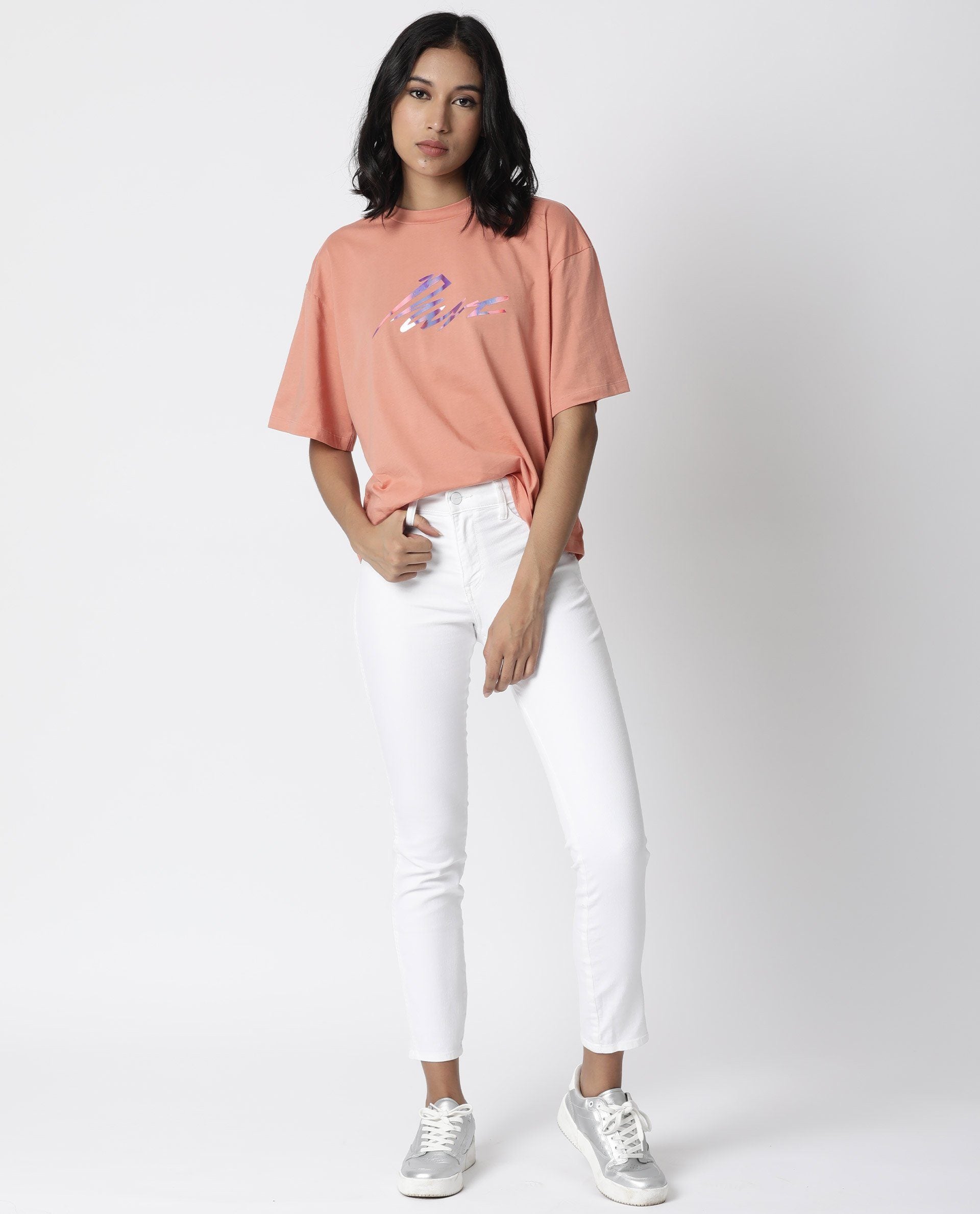 Rareism Women Niki Orange T-Shirt Short Sleeves