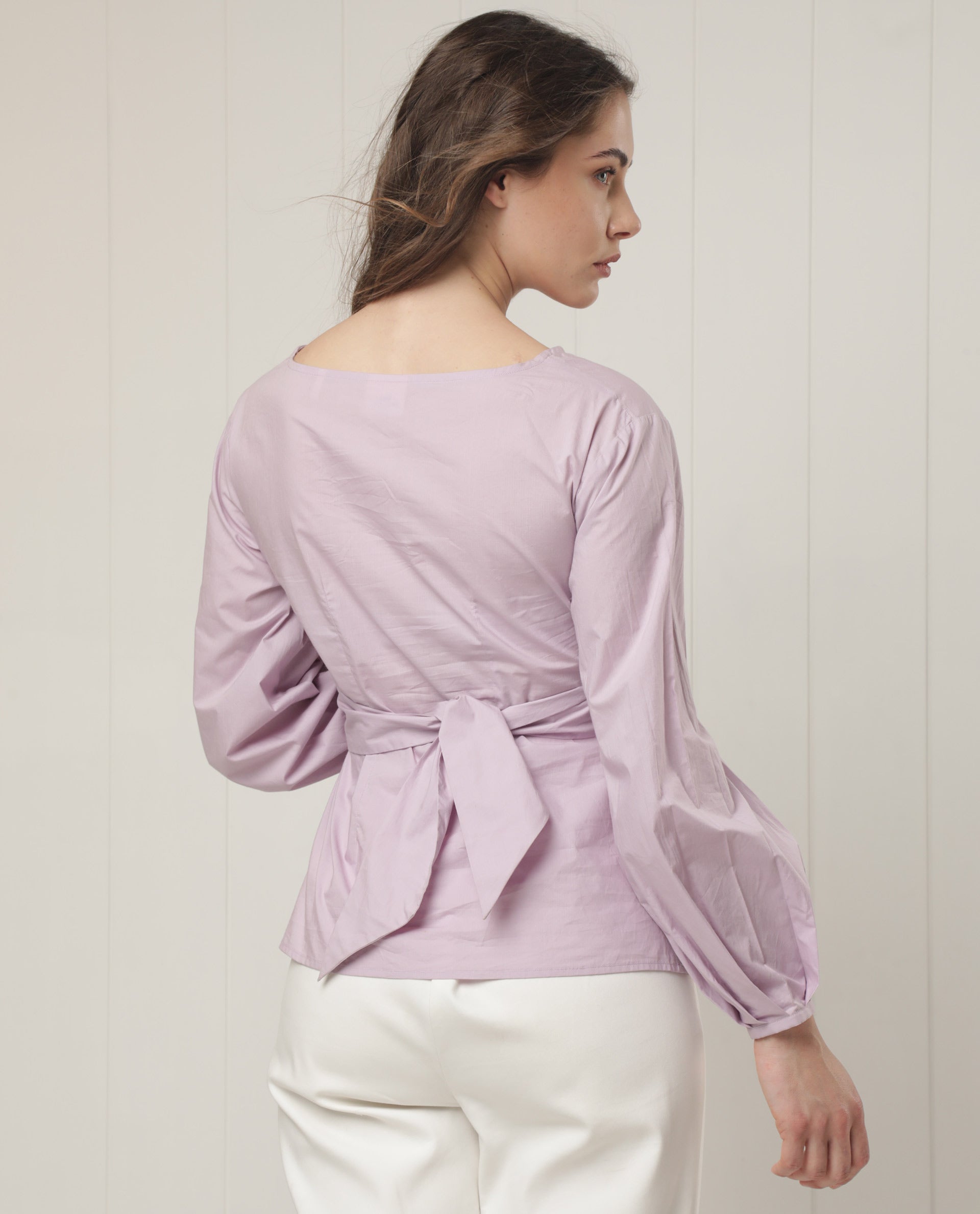 Rareism Women's Tulipo Purple Cotton Boat Neck Plain Regular Fit Top