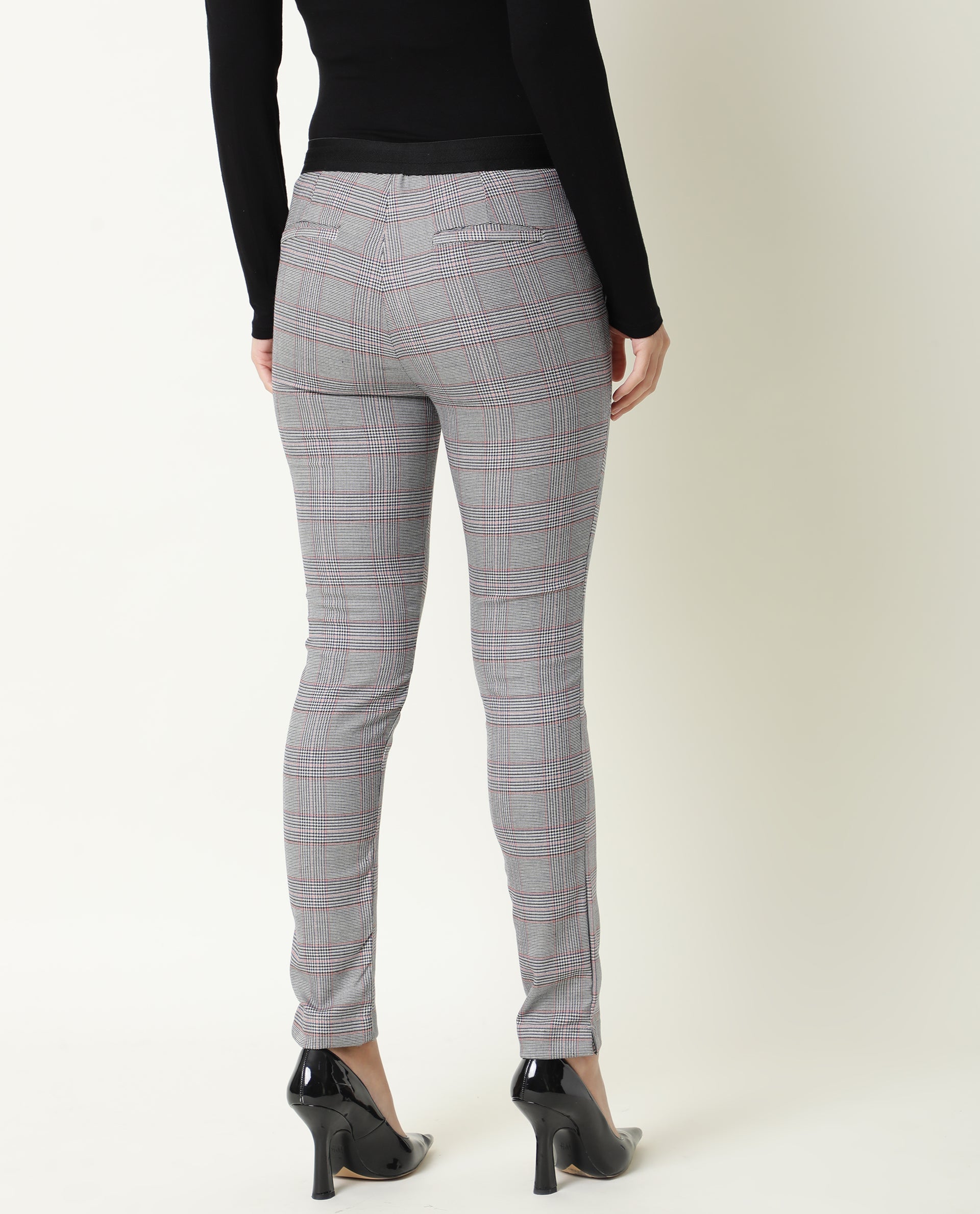 Rareism Womens Issac Beige Trouser High Waist Slim Fit Ankle Length