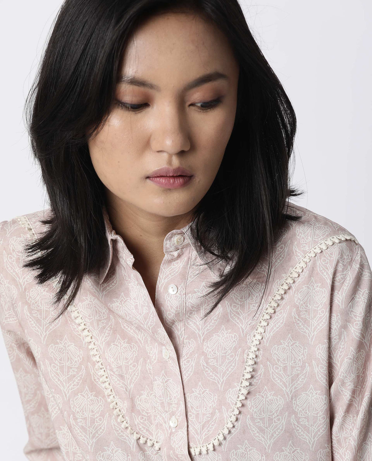 Rareism Women Pretty Pink Top Full Sleeves Printed