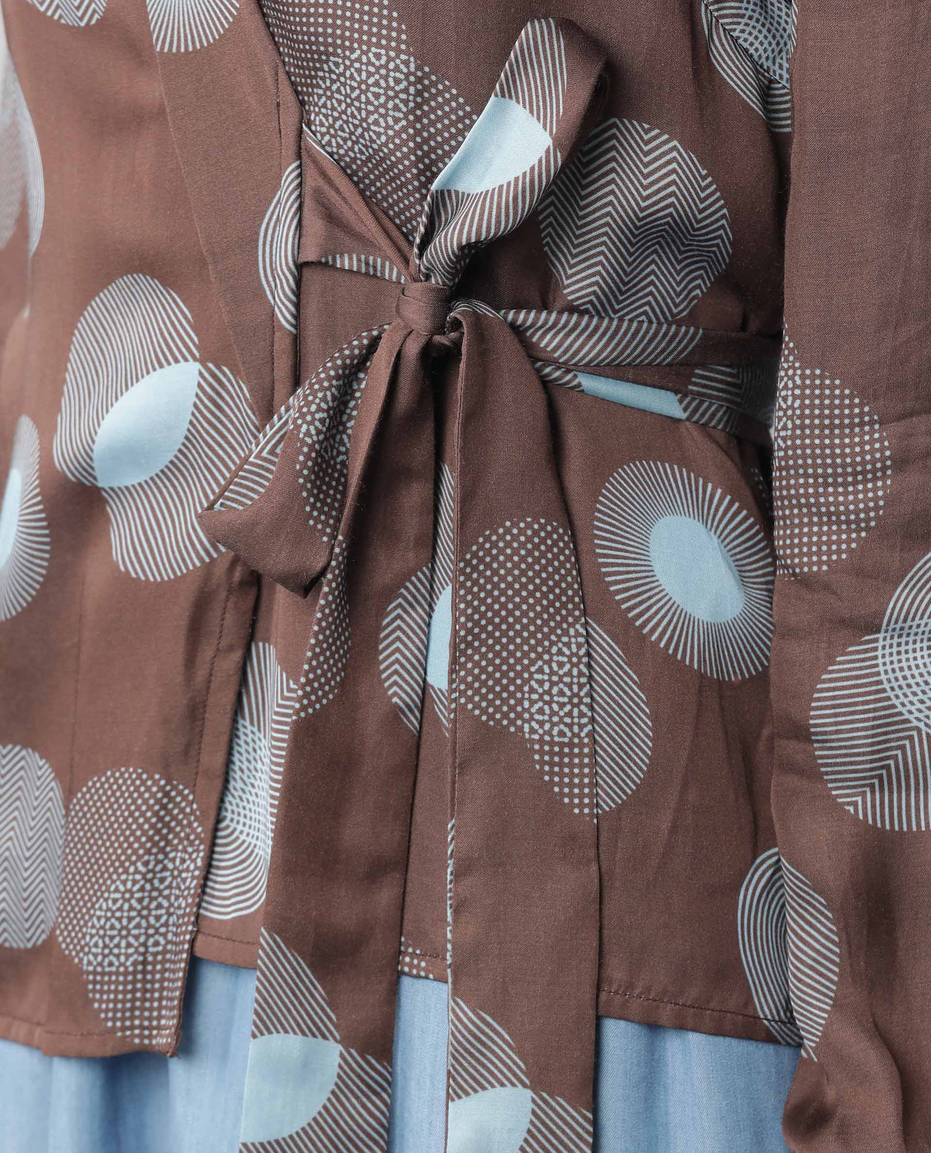 Rareism Womens Jerry Brown Top Stripes Full Sleeve Wrap Top