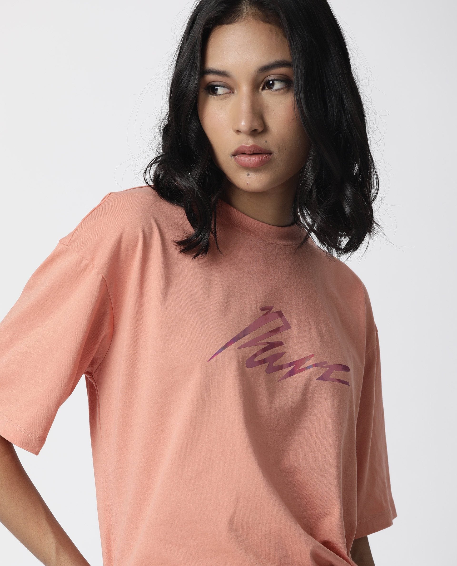 Rareism Women Niki Orange T-Shirt Short Sleeves