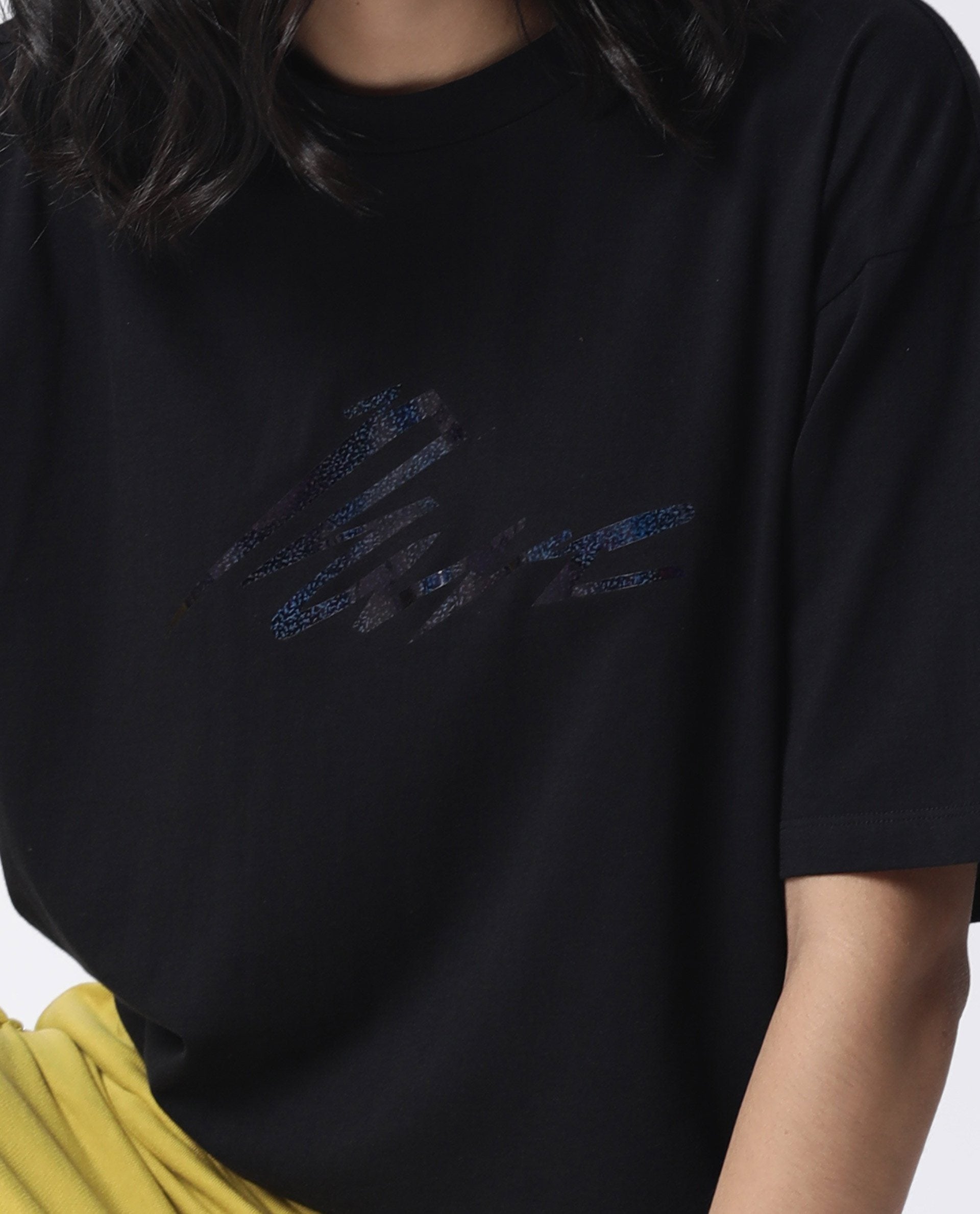 Rareism Women Niki Black T-Shirt Short Sleeves