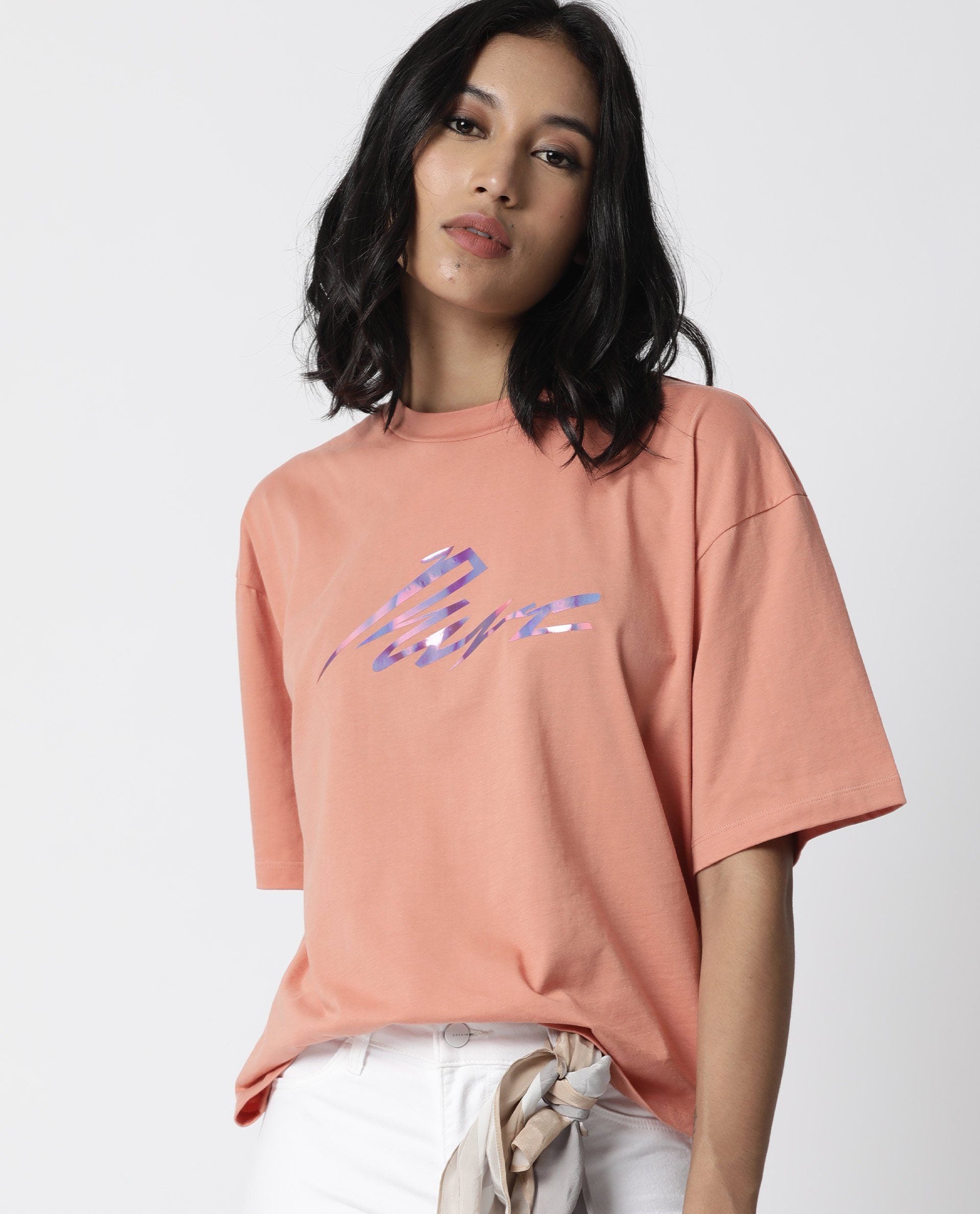 Rareism Women Niki Orange T-Shirt Short Sleeves