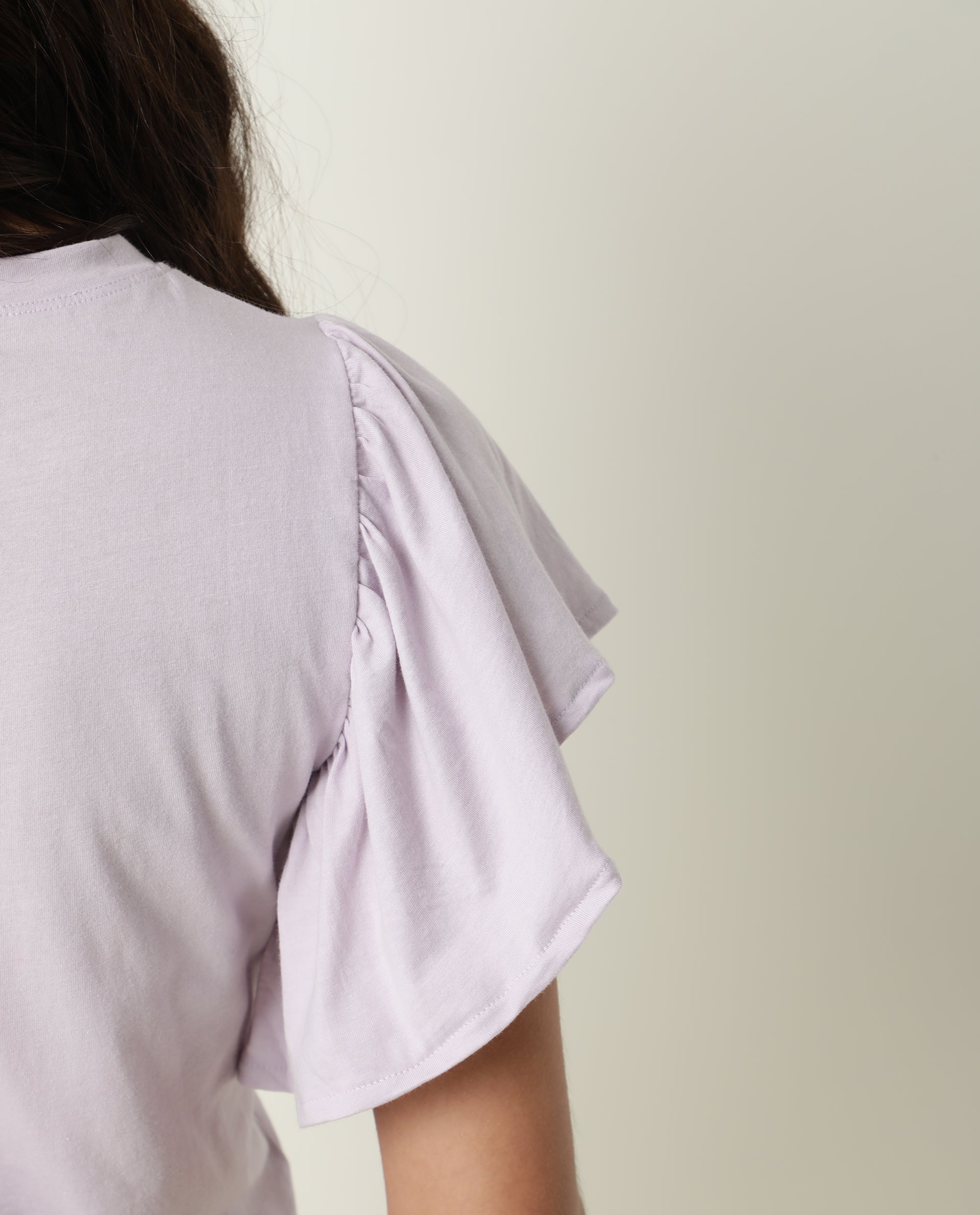 Rareism Women's Yatch Purple Cotton Crew Neck Plain Ruffled Sleeve Regular Fit Top