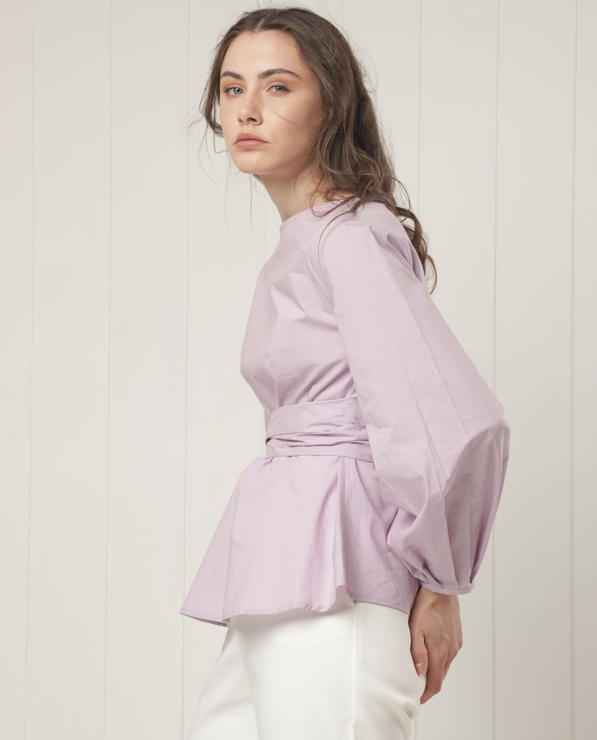 Rareism Women's Tulipo Purple Cotton Boat Neck Plain Regular Fit Top